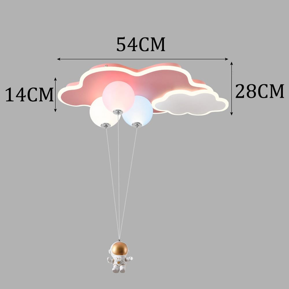 SWEMOPP Astronaut LED Ceiling Light for Kids Room - Dimmable Cloud Balloon Nursery Flush Mount Light Fixture for Boys & Girls Bedroom (Blue/Pink) - Perfect for Space-Themed Children's Bedrooms & Playrooms