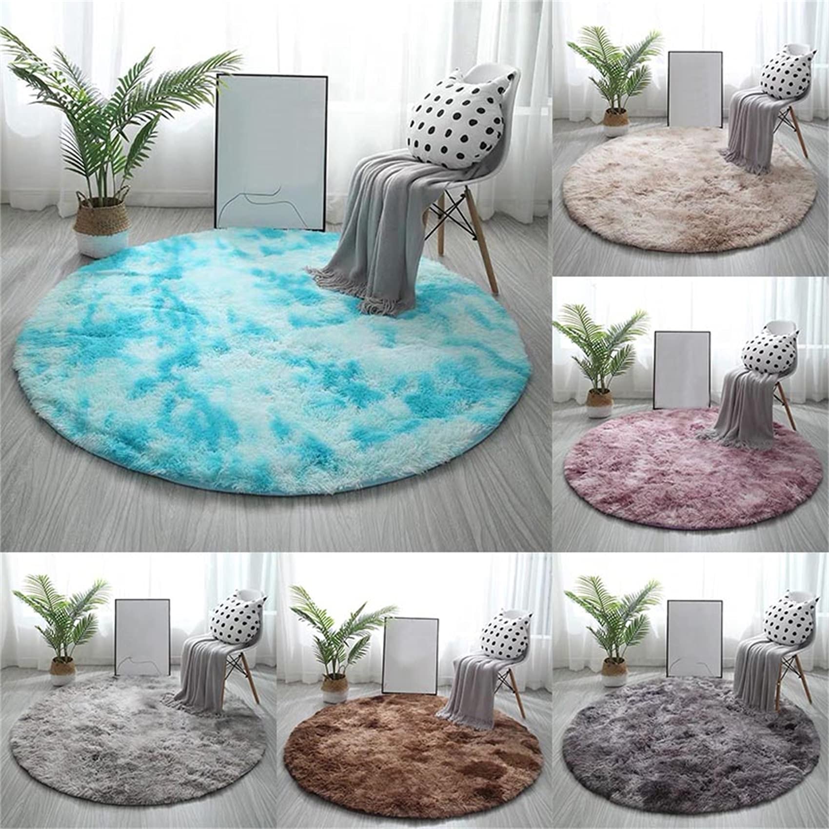Soft Round Area Rugs 180cm - Non-Slip Circular Carpet for Living Room, Bedroom, Nursery & Bathroom | Modern Home Decor & Kids Play Mat (Black)