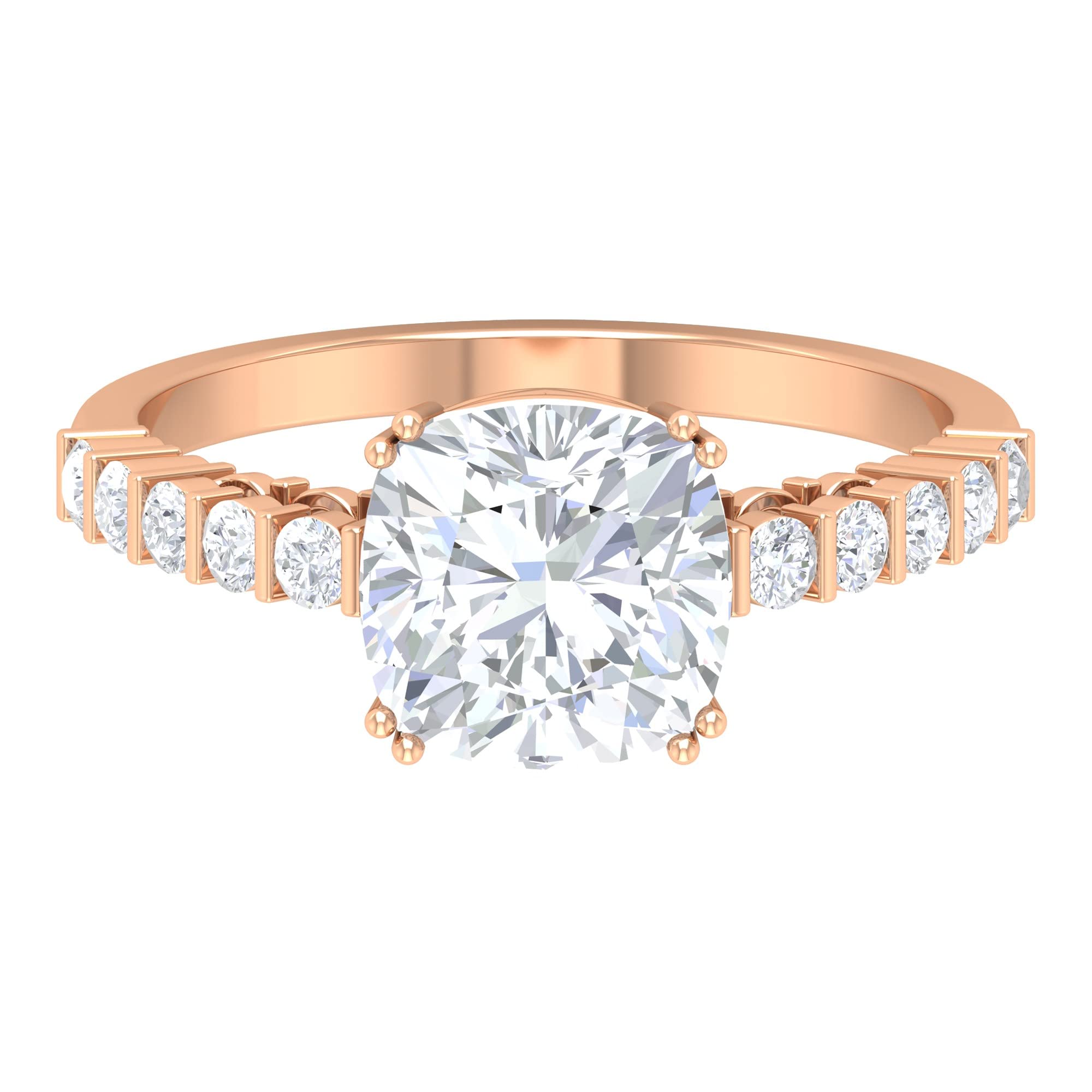 3.75 CT Moissanite Solitaire Ring for Women - 8MM Cushion Cut Moissanite Engagement Ring in 14K Solid Gold - Perfect for Proposals, Weddings & Anniversary Gifts