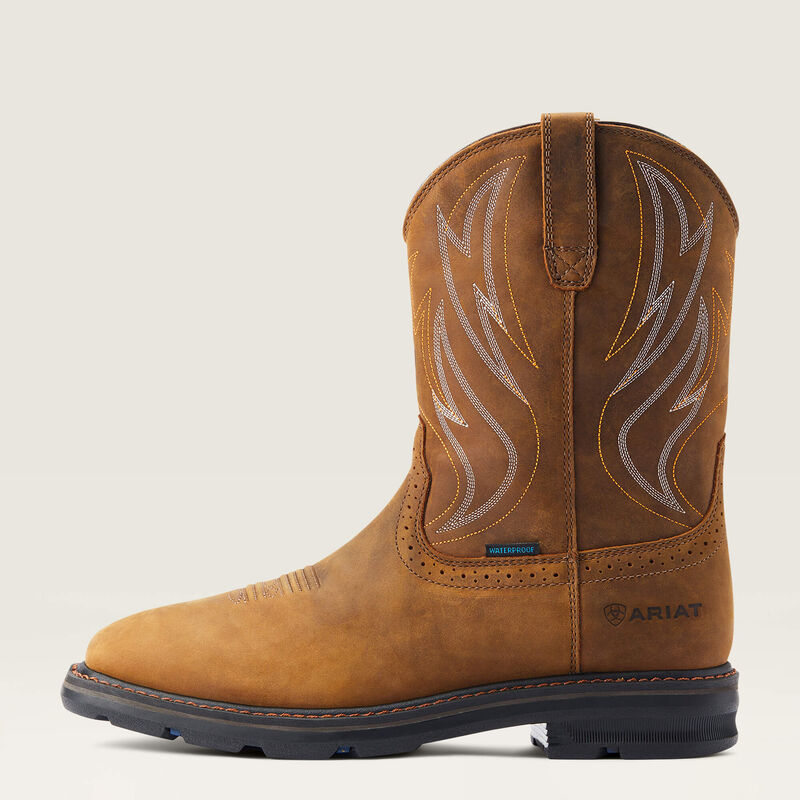 Sierra Shock Shield Waterproof Work Boots for Men - Steel Toe Safety Shoes with Slip Resistance, Electrical Hazard Protection - Ideal for Construction, Hiking & Outdoor Work