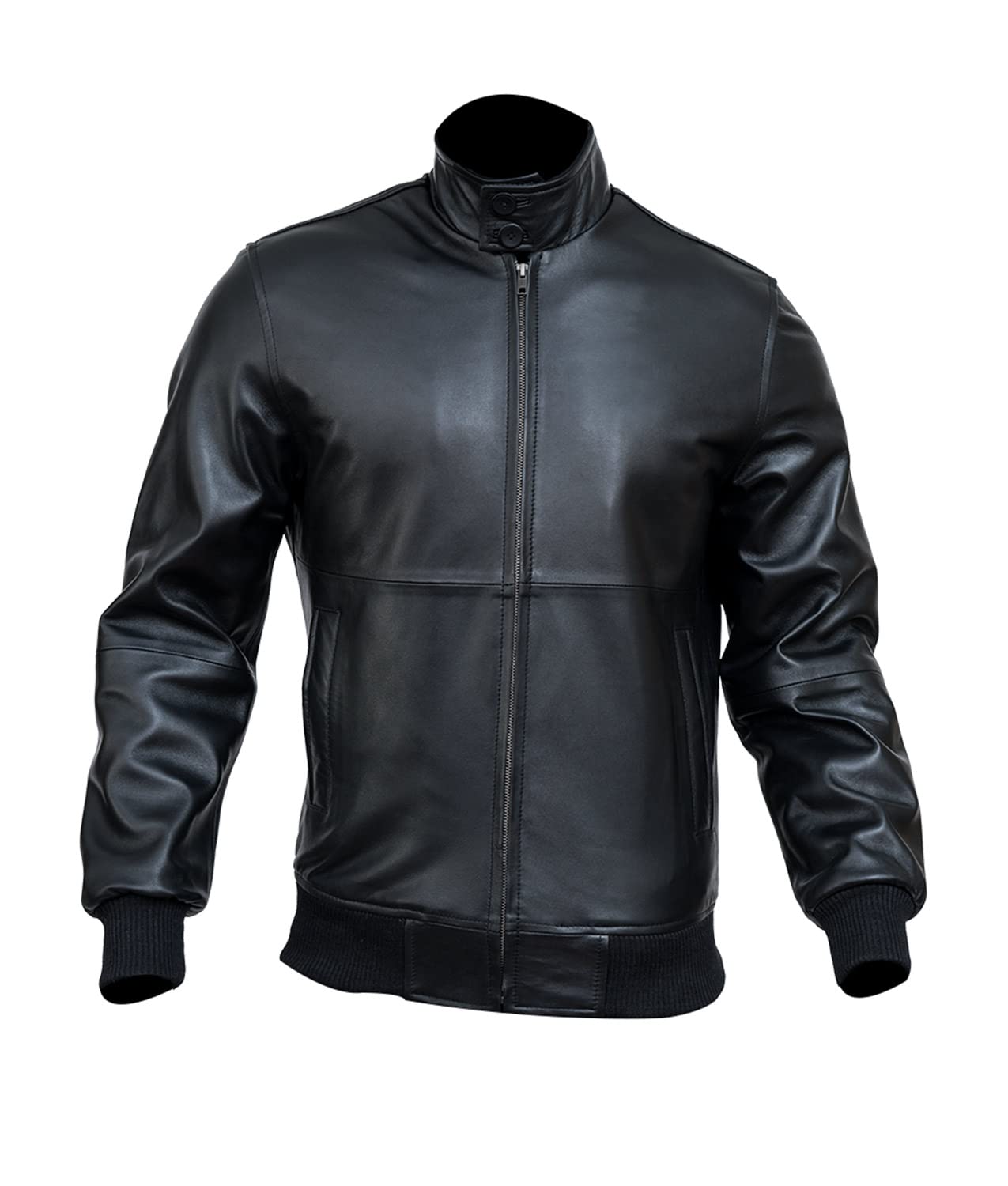 Men's Big & Tall Black Lambskin Leather Bomber Jacket - Premium Winter Outerwear for Casual & Formal Wear | Perfect for Office, Date Night & Outdoor Activities