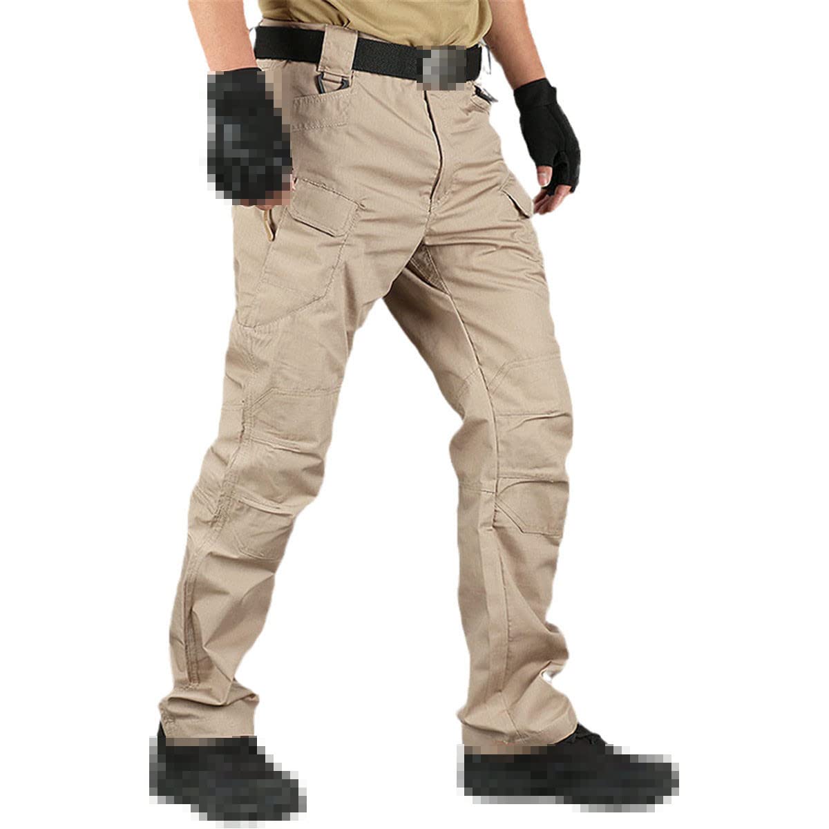 Roquorl Men's Tactical Pants - Military Cargo Pants with Multiple Pockets, Elastic Waist, Slim Fit for Urban Outdoor Activities | Perfect for Hiking, Camping & Tactical Training