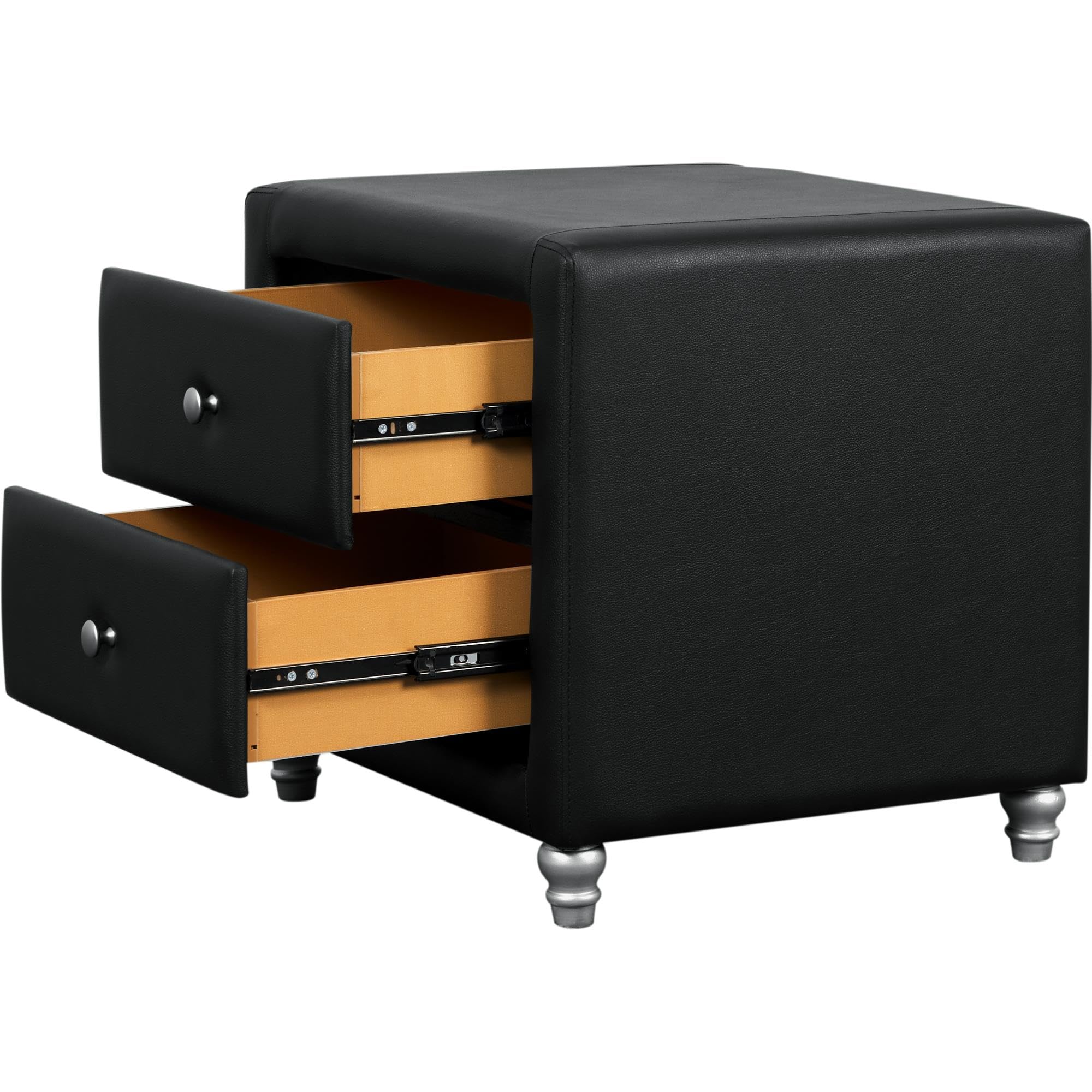 Camden Isle Upholstered 2-Drawer Nightstand - Black Wooden Bedside Table with Soft Fabric Finish | Perfect for Bedroom, Guest Room & Apartment Decor
