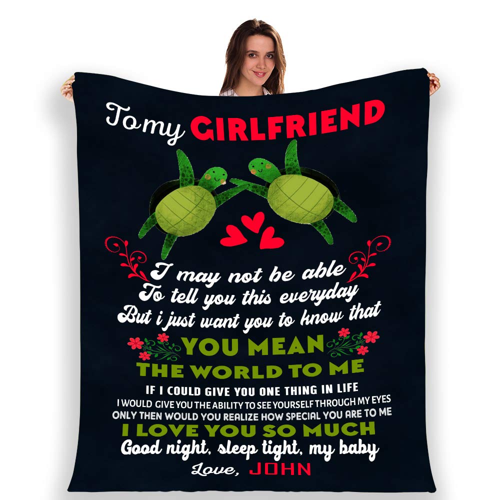 Supersoft Customized Blanket for Girlfriend - Personalized Anniversary & Valentine's Day Gift with Inspirational Quotes - 60x80 Inch Cozy Throw Blanket for Couples, Best Friend, Wife - Perfect for Cuddling, Movie Nights & Romantic Surprises