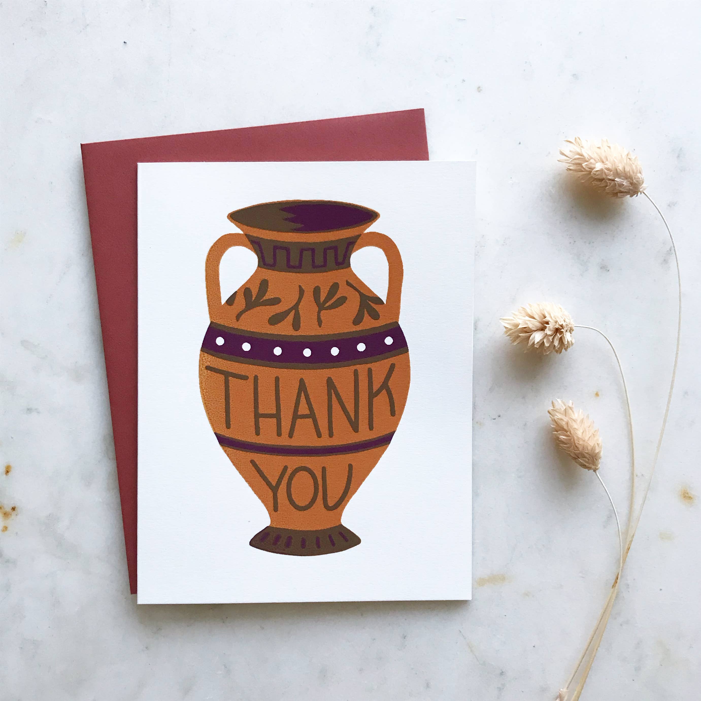 Thank You Amphora Card - Elegant Floral Greeting Card for All Occasions | Perfect for Birthdays, Anniversaries, and Thank You Notes