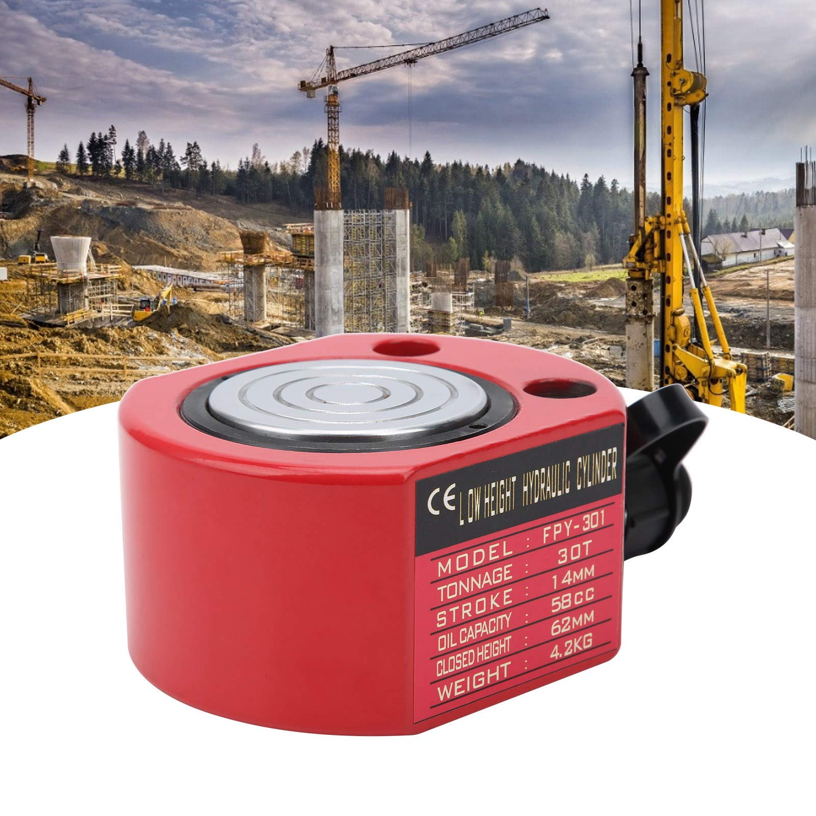 30 Ton Hydraulic Lifting Cylinder Jack - 45# Steel Hollow Hole Design with Automatic Oil Return (58CC Capacity) - Heavy Duty for Shipbuilding, Construction & Industrial Applications