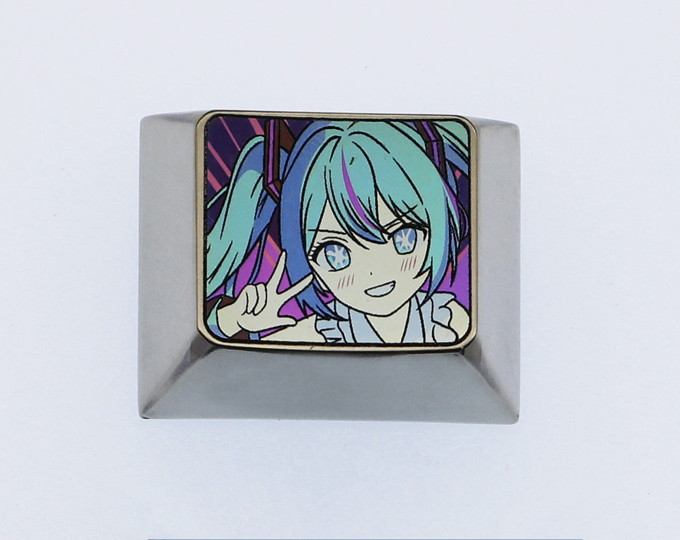 Custom 1.25U Color Titanium Alloy Carved Keycaps - Hoshino Ai Themed Mechanical Keyboard Artisan Keycaps for Gaming & Typing Enthusiasts