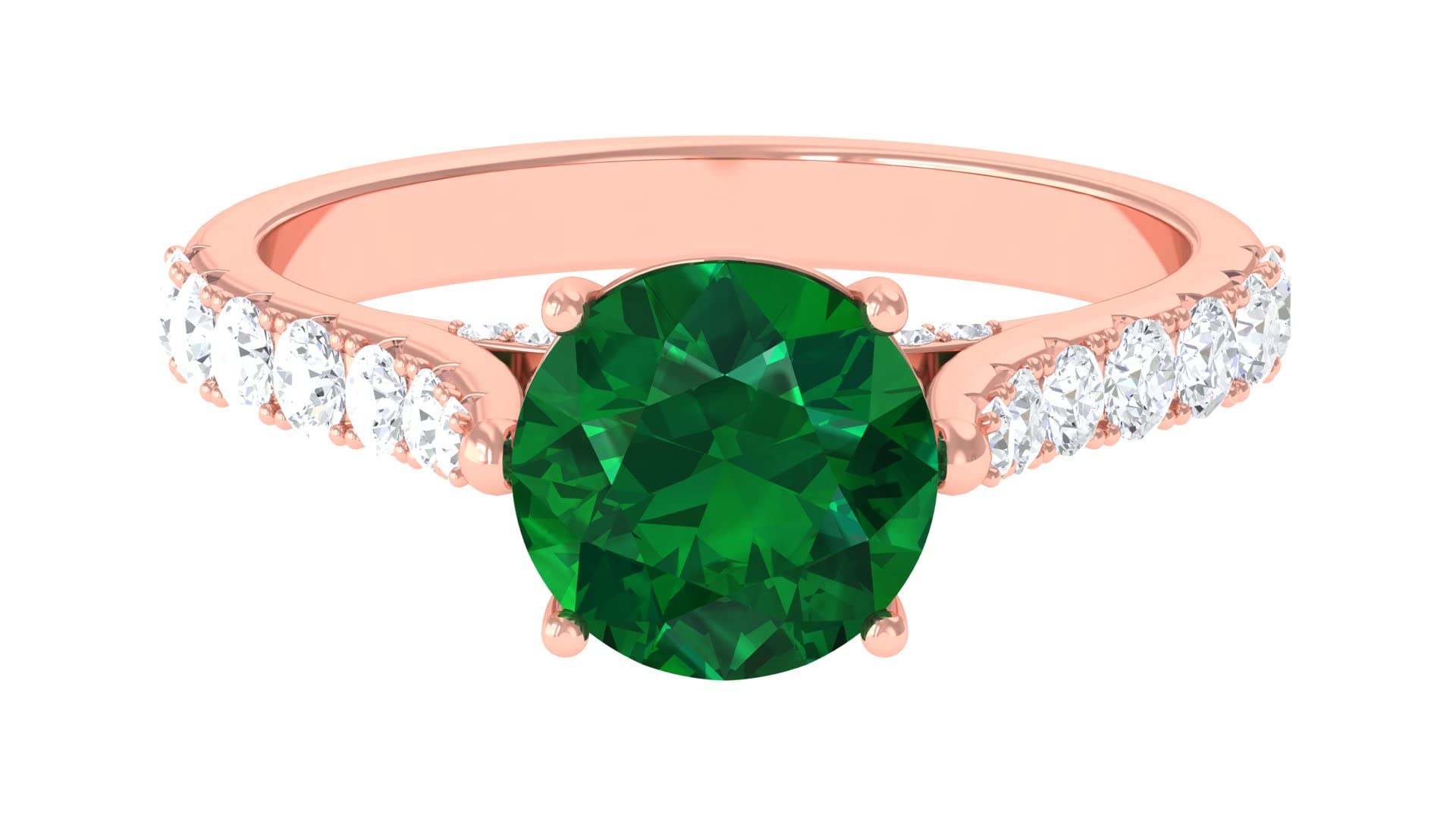 3.25 CT Lab Created Emerald & Moissanite Ring in 14K Solid Gold - Certified Solitaire Engagement Ring for Women, Wedding, Anniversary Gift