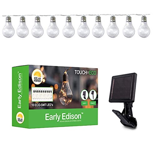 10 Solar LED Victorian Edison Bulb String Lights - Outdoor/Indoor Decorative Lighting for Patio, Garden, Wedding & Party Decor