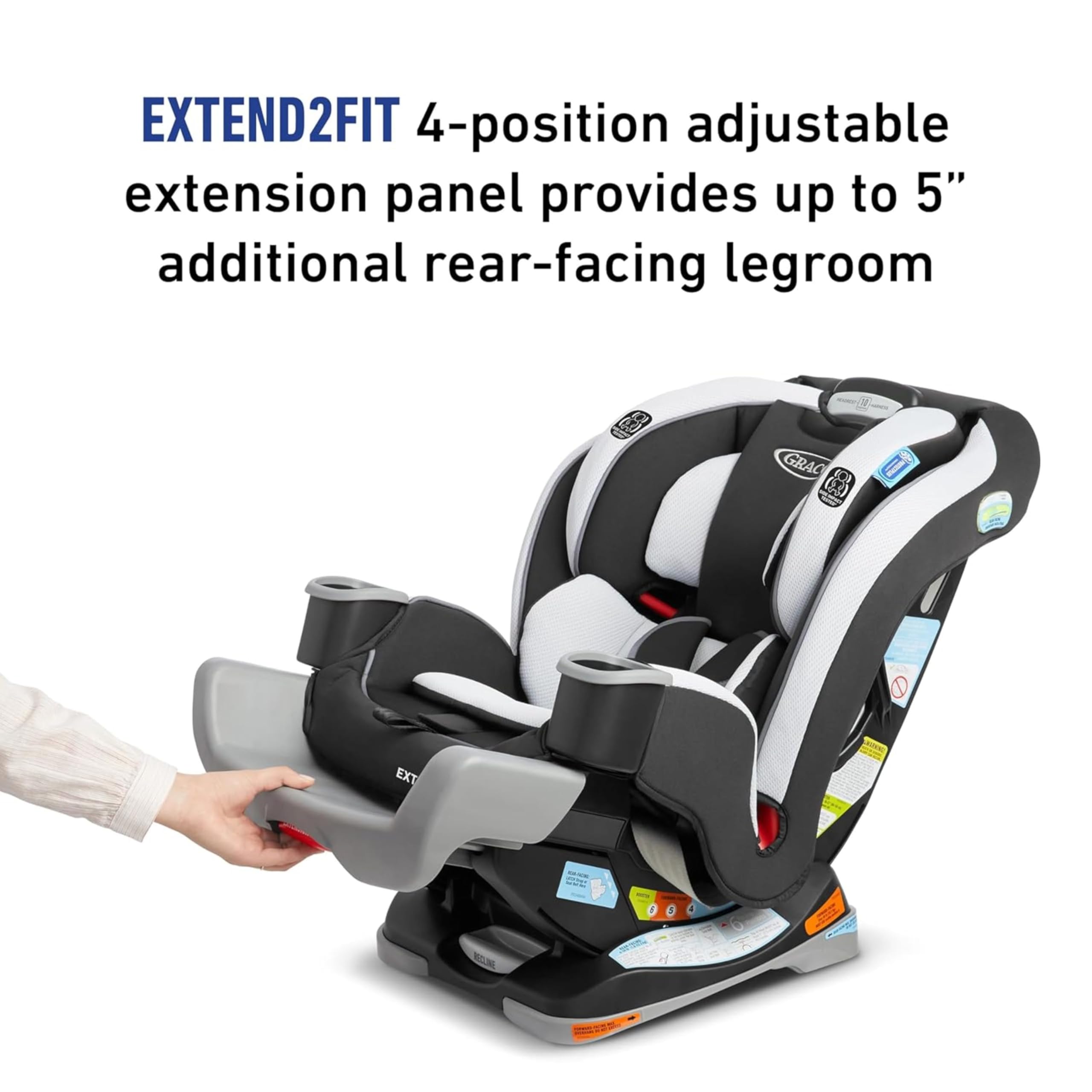 Graco Extend2Fit 3-in-1 Convertible Car Seat - Rear Facing, Forward Facing & Booster Seat | Grey | Safe & Comfortable for Toddlers to Big Kids | Perfect for Long Road Trips & Daily Commutes