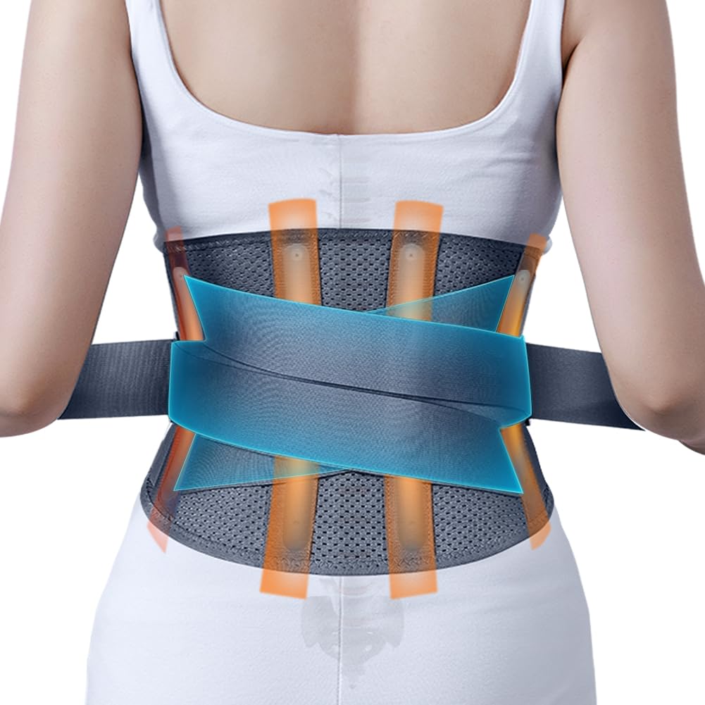 BigAlex Back Brace for Men & Women - Adjustable Lumbar Support Belt with Metal Stays for Lower Back Pain Relief (Waist Size 35