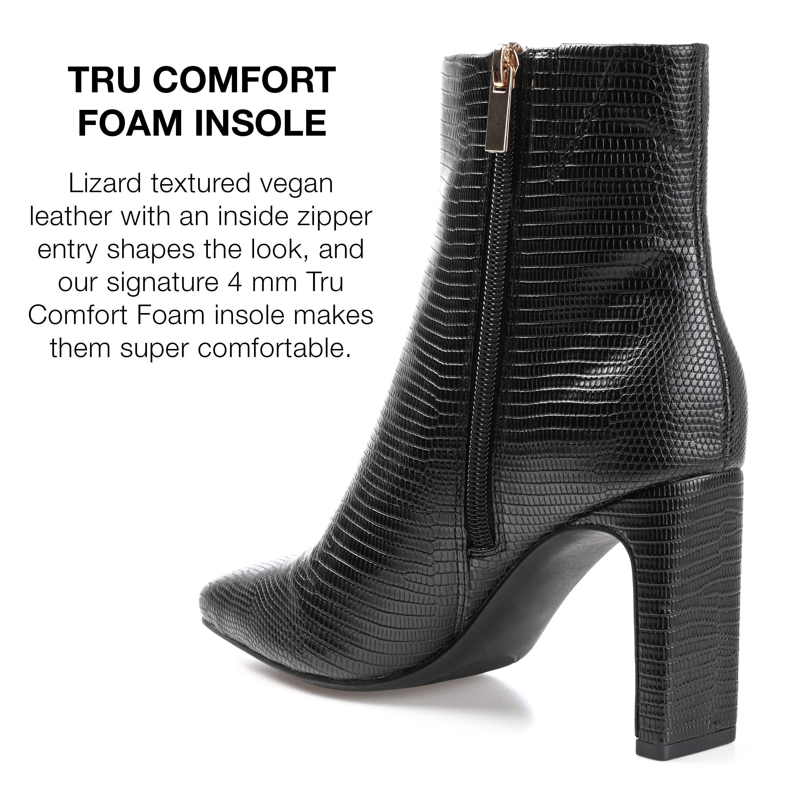 Journee Collection Women's Sarla Faux Leather Ankle Boots - Black Size 11 Medium (B,M) - Stylish & Comfortable Booties for Work, Casual Outfits & Fall Fashion
