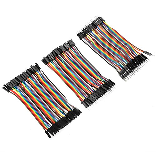 Premium Breadboard Jumper Wires Kit - 40 Pin M/F, M/M, F/F Connectors (10cm, 3pcs) - Reliable & Stable for Arduino, Raspberry Pi, Electronics Prototyping & Circuit Repair