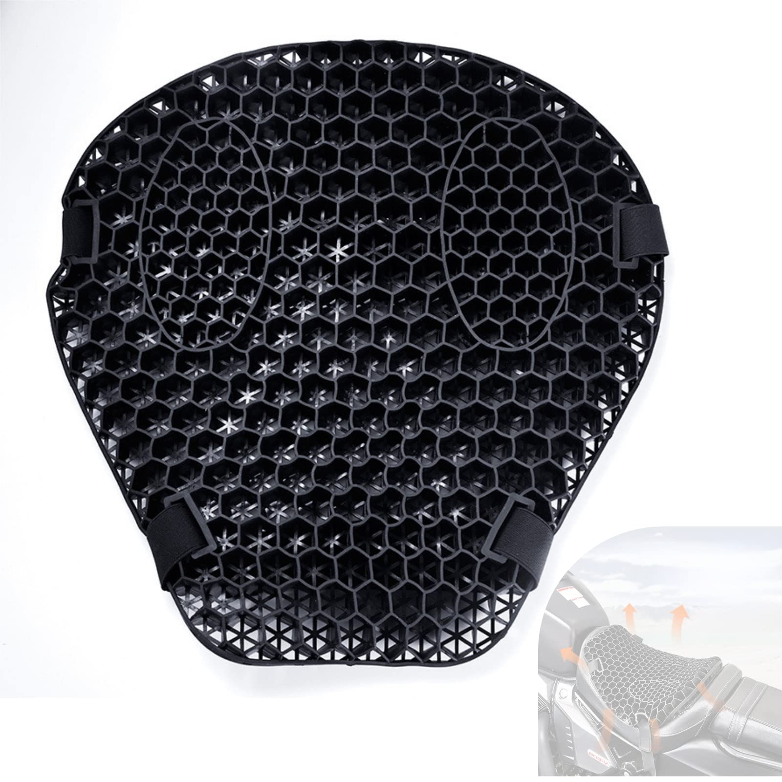 **Yijan Moto 3D Honeycomb Shock Motorcycle Seat Cushion Pad - Pressure Relief, Easy to Install, Hand Press Inflatable for Comfortable Long Rides - Perfect for Touring, Commuting & Adventure Biking**