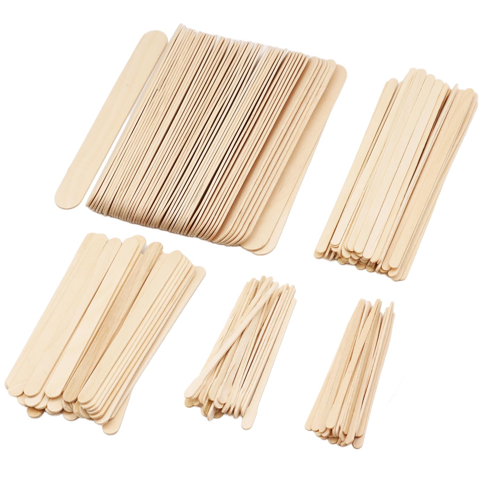 ZYNERY 250-Piece Disposable Wooden Waxing Spatulas - 5 Sizes for Face, Body & Lip Hair Removal - Natural Wax Applicator Sticks for Salon & Home Use - Perfect for Eyebrow Shaping, Bikini & Leg Waxing