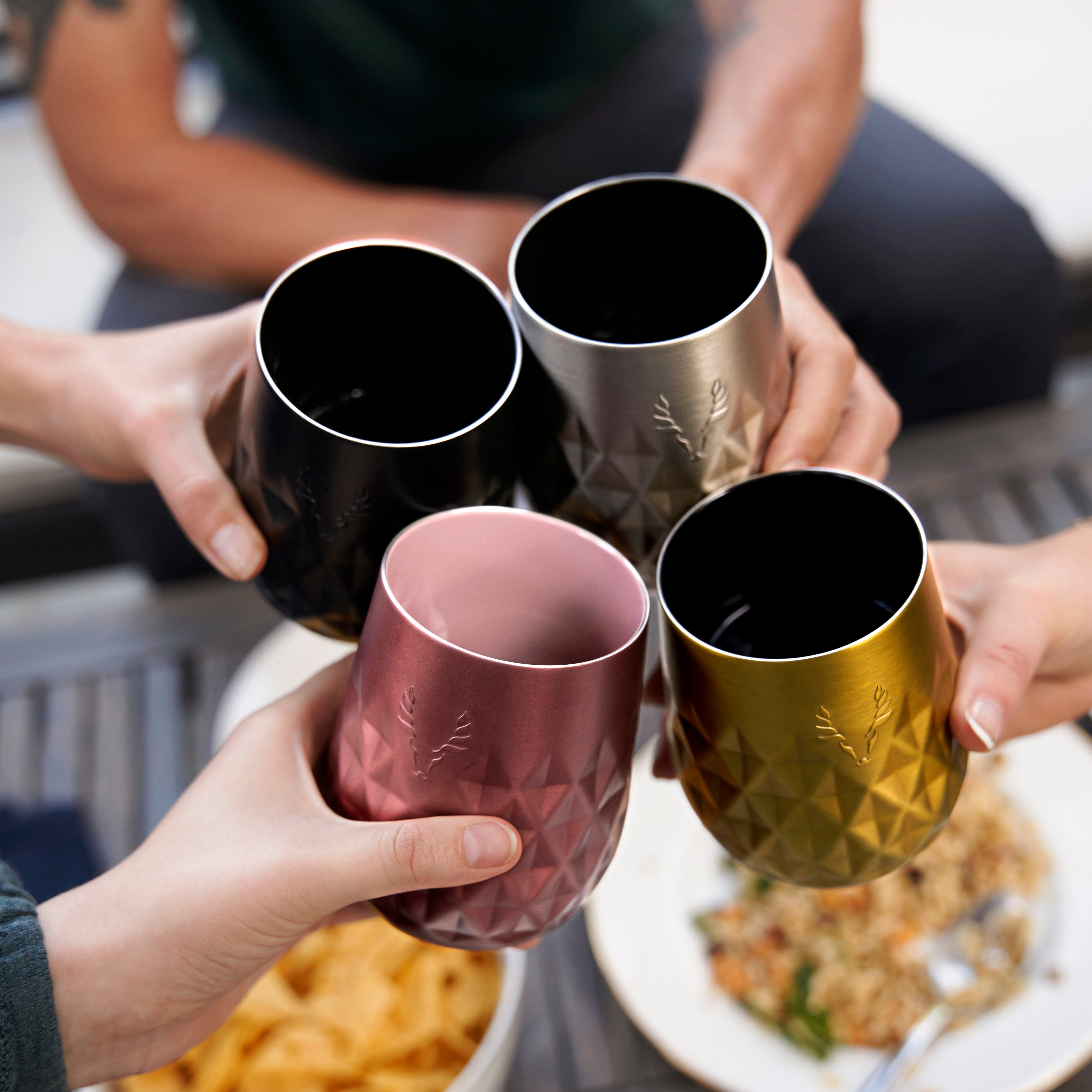 Premium Stainless Steel Wine Tumbler with Gold Finish - Insulated Double Wall for Hot & Cold Drinks - Perfect for Outdoor Picnics, Parties, and Home Entertaining