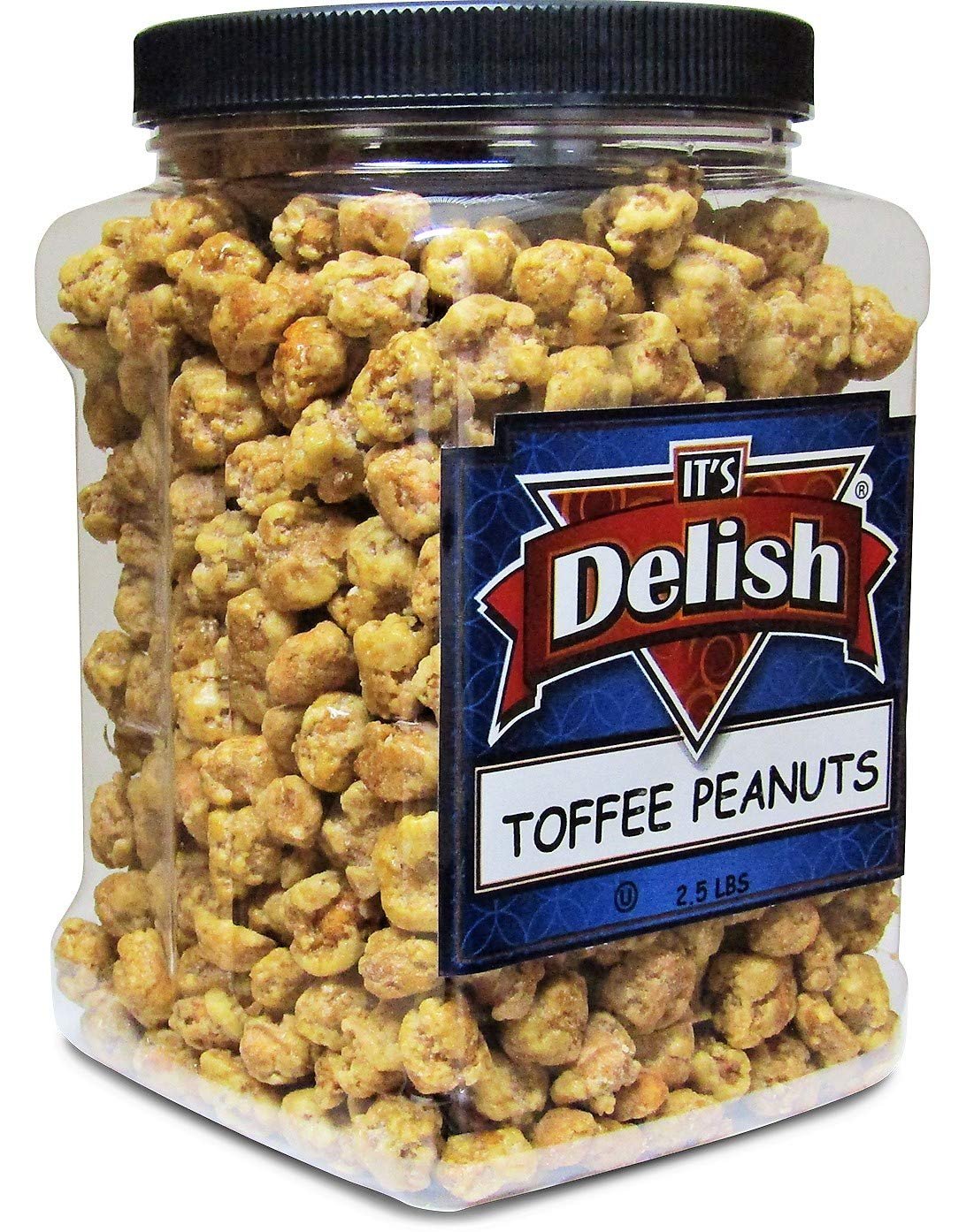 Crunchy Toffee Coated Peanuts 2.5 LBS Bulk - Jumbo Reusable Airtight Container Jar - Perfect for Snacking, Parties & Gift Giving