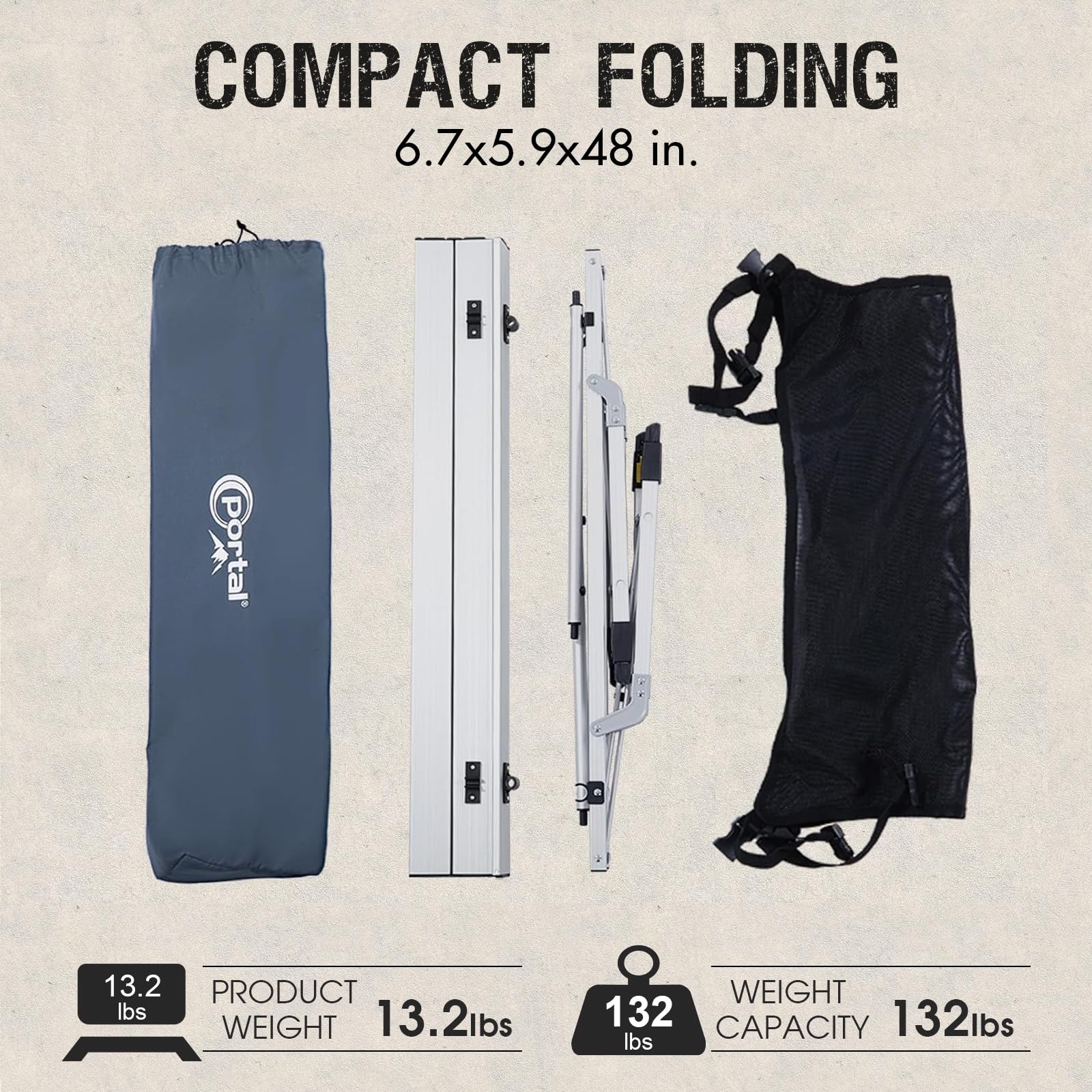 PORTAL Camping Table - Portable & Foldable Aluminum Picnic Table with Adjustable Legs & Carry Bag | Lightweight Roll Up Design for Outdoor, Beach, Backyard, BBQ, Party & Travel | Silver Large Size | Perfect for Camping Trips, Tailgating & Picnics