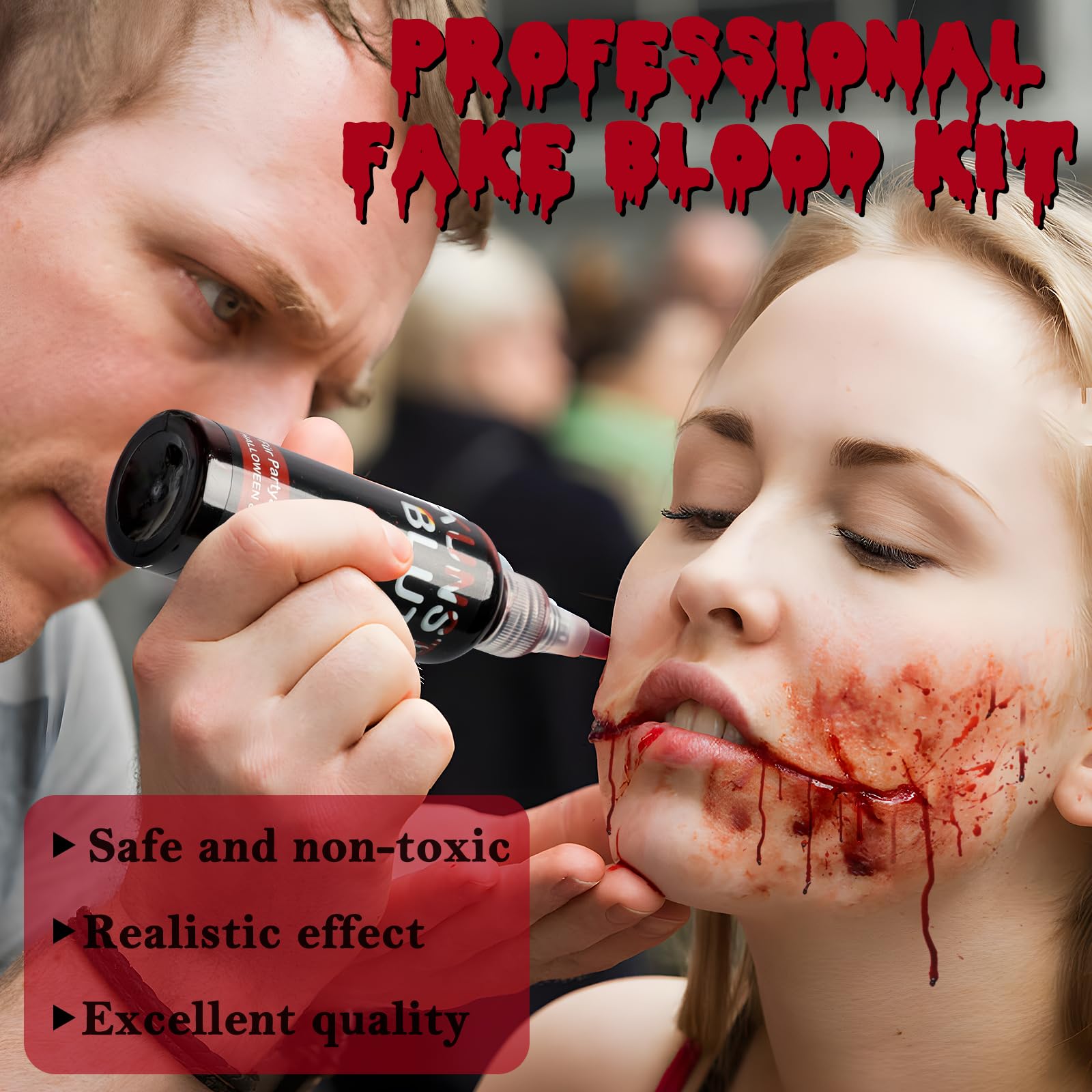 Fake Blood Makeup Kit 50ml - Safe, Washable for Halloween & Cosplay