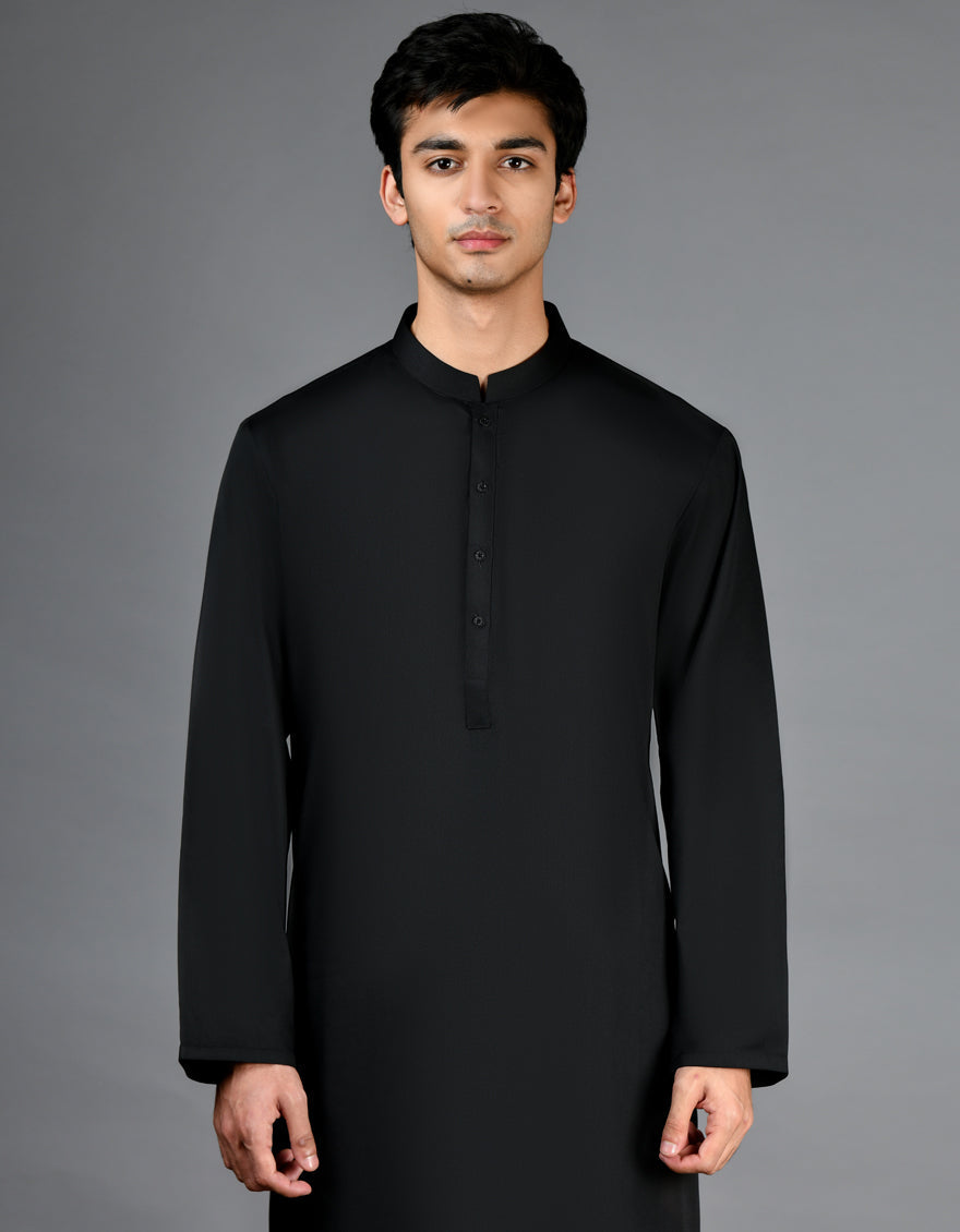 Premium Blended Black Shalwar Kameez by J. Junaid Jamshed - Elegant Pakistani Traditional Outfit for Men, Perfect for Weddings, Eid & Special Occasions