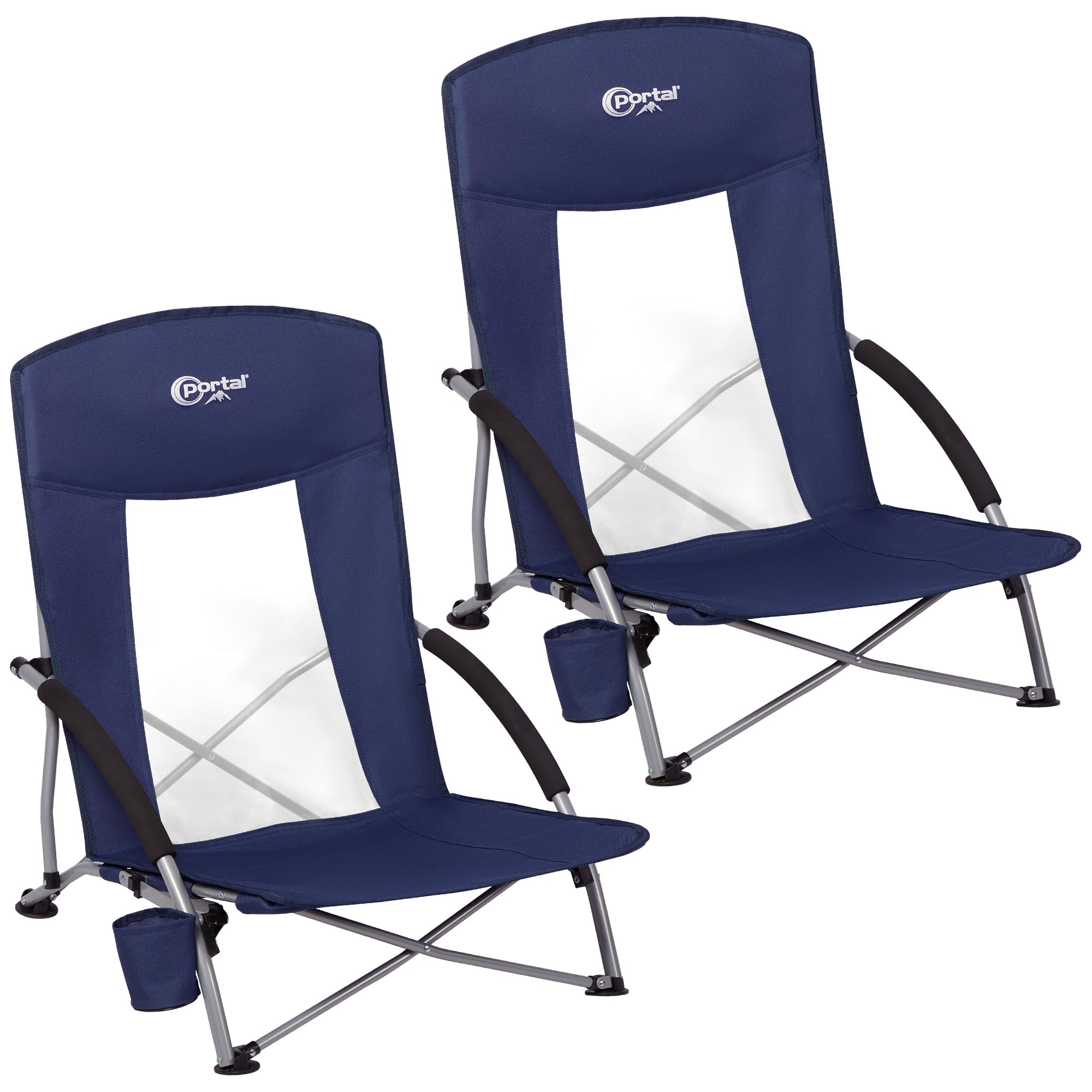 **PORTAL Lightweight Beach Chairs for Adults - Portable Camping Chair with Cup Holder & Mesh Back - Supports 300LBS - Carry Bag Included - Perfect for Outdoor, Travel, Picnic, Concert & Festival**