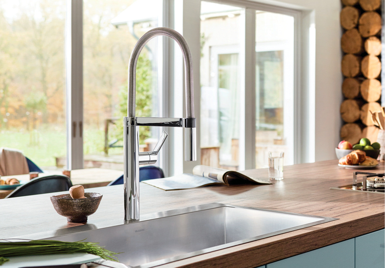 Blanco Blancoculina Semi Pro 2.2 GPM Kitchen Faucet - High Arc Pull Down Sprayer with Magnetic Docking, Perfect for Modern Kitchens and Food Prep Stations