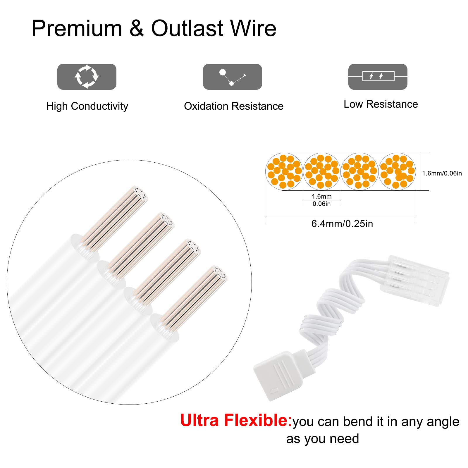 10Pcs 4-Pin 10mm Solderless LED Connectors for RGB 5050 Light Strips - Quick Connect to Power Adapter & Controller - Perfect for Home Lighting, DIY Projects & LED Decorations