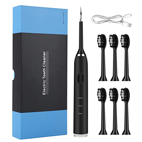 Simayixx Electric Toothbrush for Teeth Whitening - 6 Replacement Heads, Tartar Remover & Hands-Free Oral Care - Perfect for Home Use & Travel (Black)