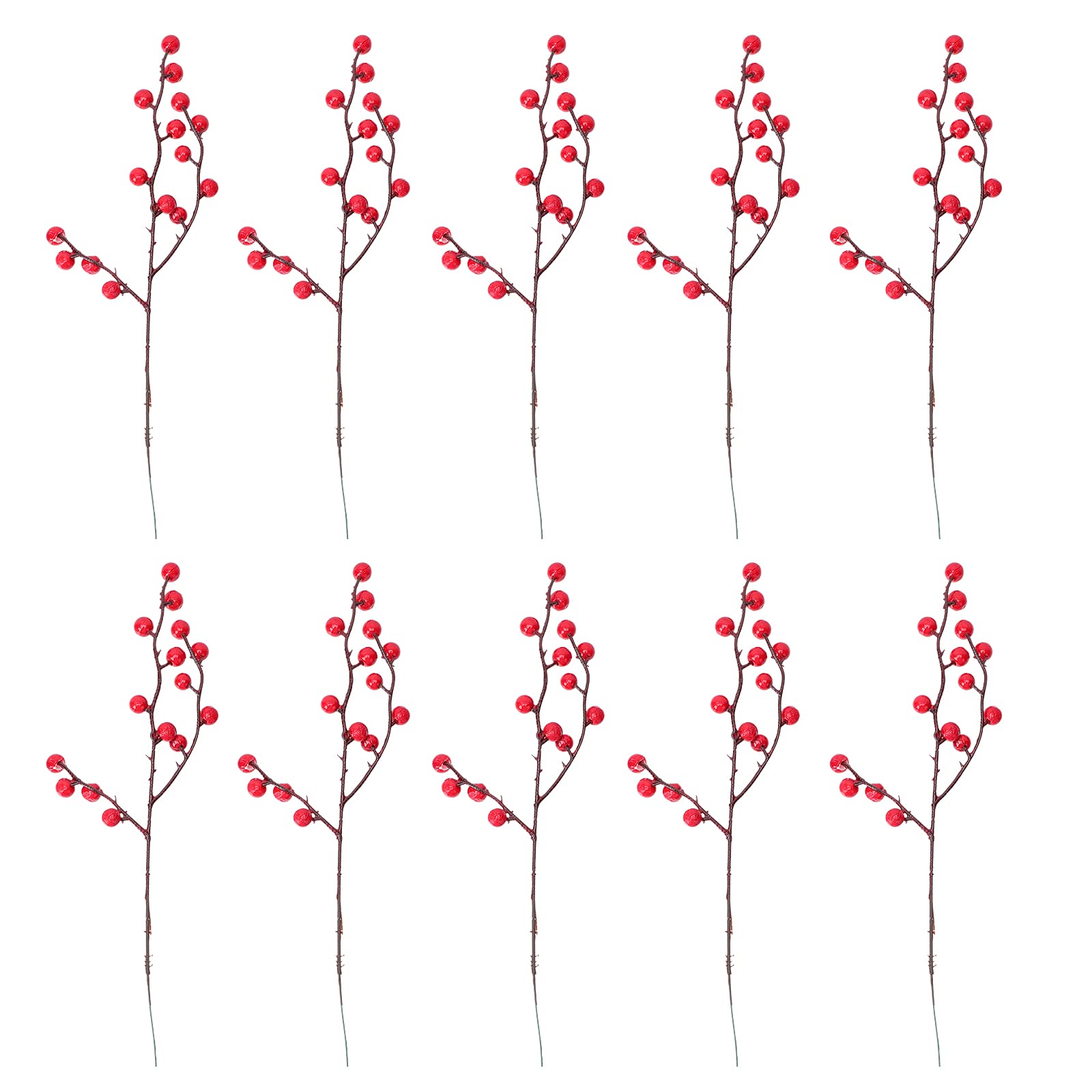 Bestoyard 10Pcs Artificial Holly Stems - Christmas Floral Decor for DIY, Home, and Holiday Decorations - Perfect for Xmas Tree, Wreaths, and Table Centerpieces