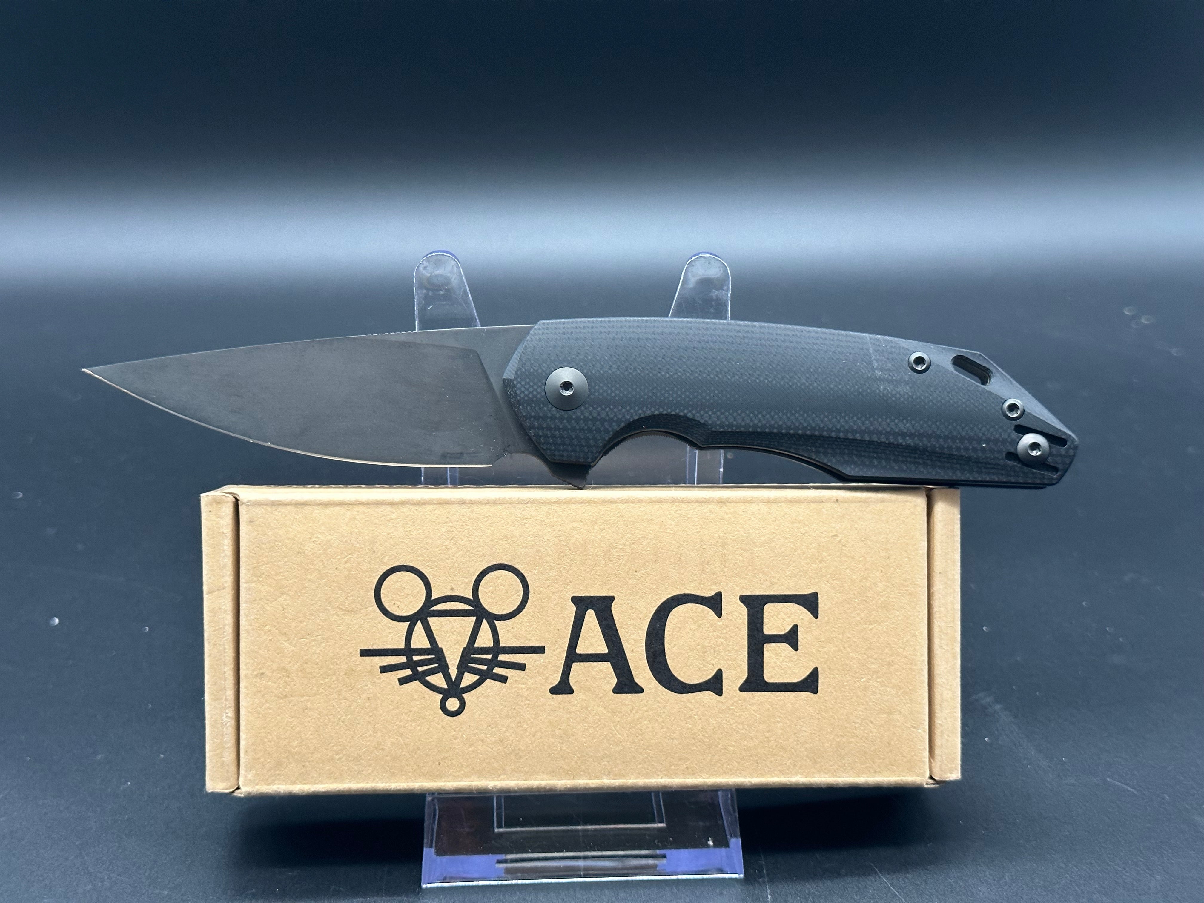 Giant Mouse ACE Corta Folding Knife - Black G10 & Titanium Frame, Blackout Drop Point Blade, Bohler M390 Steel - EDC, Outdoor, Camping, Survival Gear