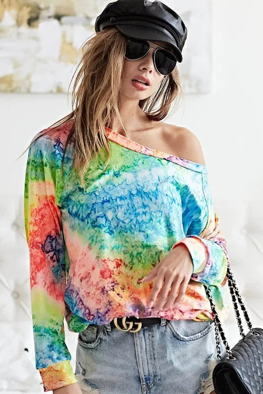 BiBi Tie Dye Soft Knit Jersey T-Shirt for Women | Comfortable Casual Tee | Perfect for Summer Outfits, Beach Days & Weekend Wear