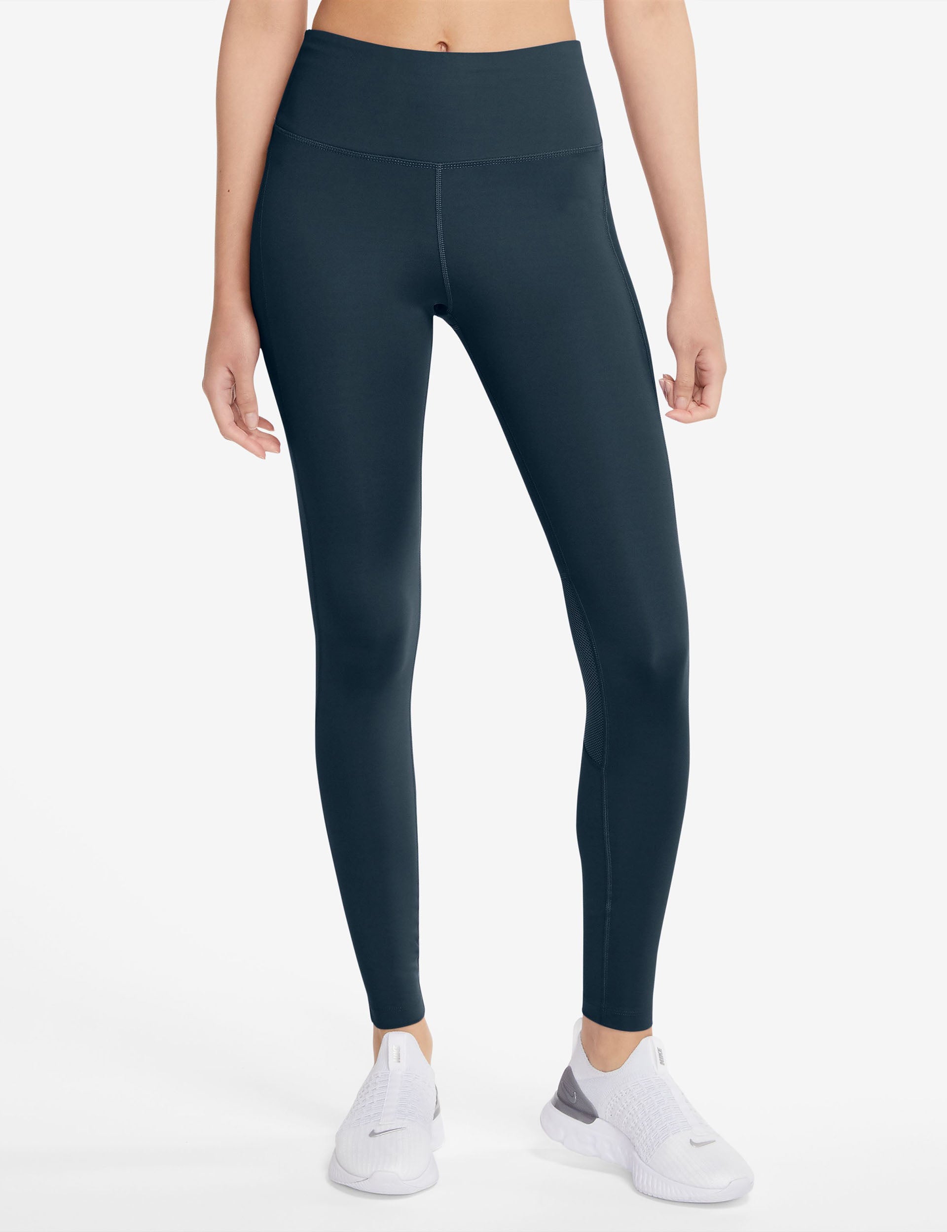 Epic Fast Pocket Running Leggings - Armory Navy/Reflective Silver - High Performance Workout Leggings for Women with Side Pockets - Perfect for Running, Yoga & Gym