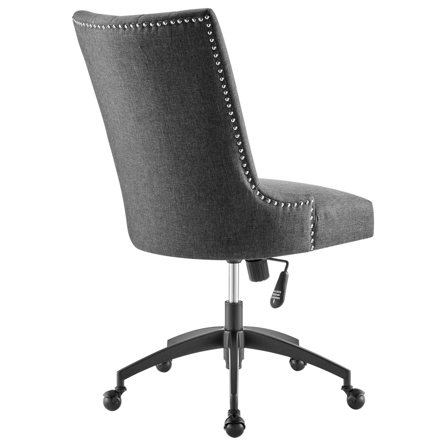Modway Empower Ergonomic Office Chair with Channel Tufted Fabric - Black & Gray - Comfortable Desk Chair for Home Office, Gaming & Workspace