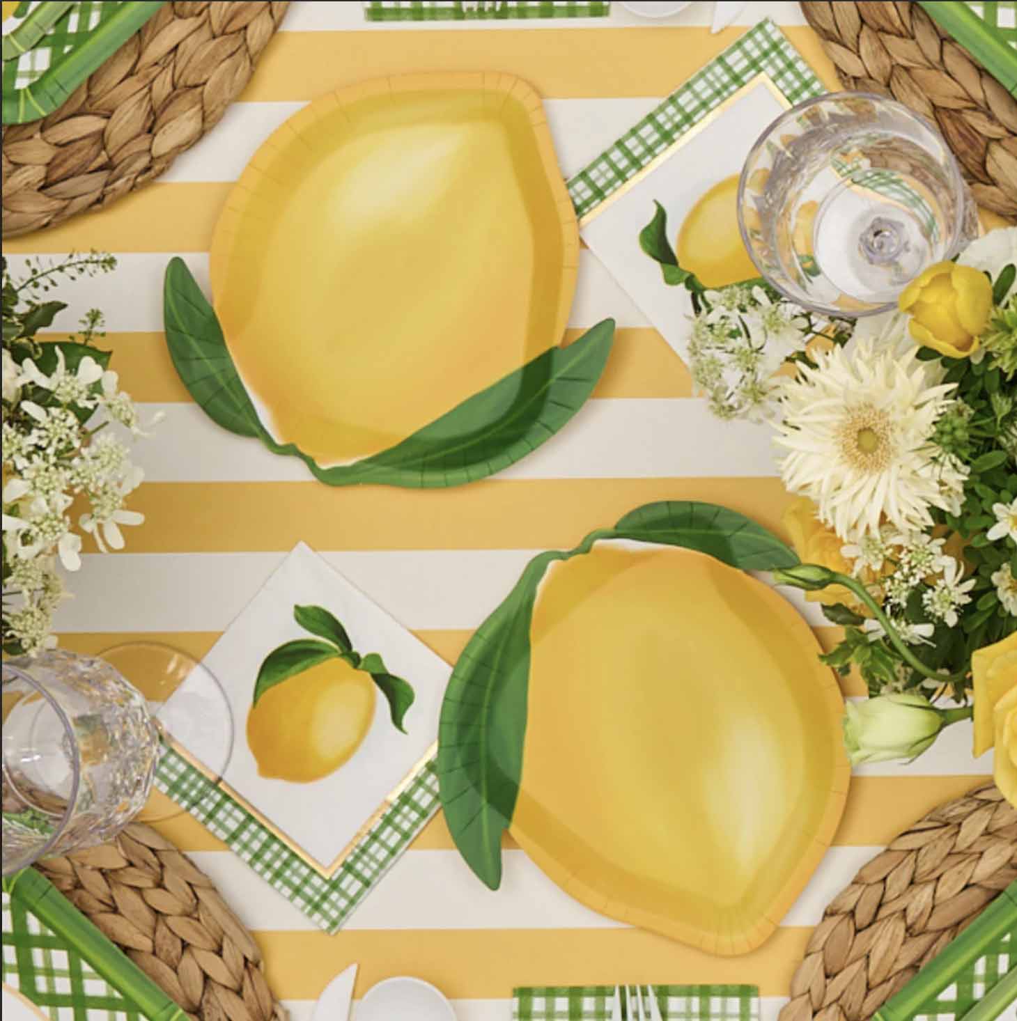 Elegant Lemon and Stem Table Setting for Dining & Entertaining - Perfect for Weddings, Parties & Home Decor