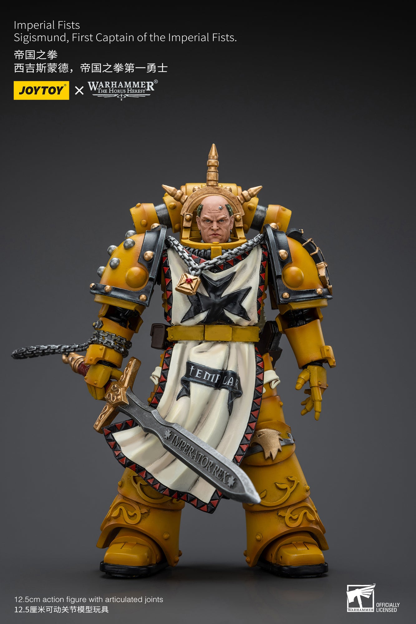 JOYTOY 1/18 Warhammer The Horus Heresy Imperial Fists Sigismund Action Figure - First Captain Reissue Collectible Model for Display & Gaming Scenes