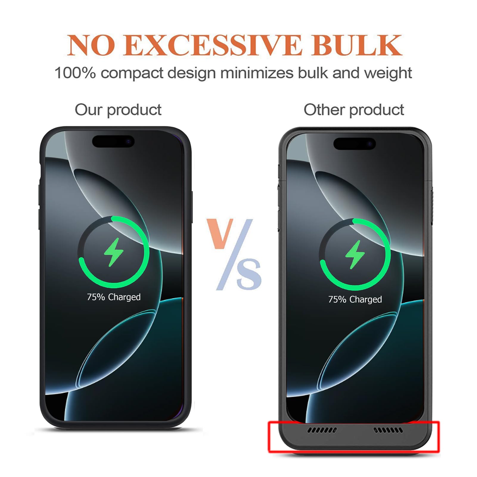 10000mAh Wireless Charging Battery Case for iPhone 16 Pro (6.3 inch) - Portable Protective Power Bank Charger with CarPlay Support | Perfect for Travel, Work & Outdoor Activities (Black)