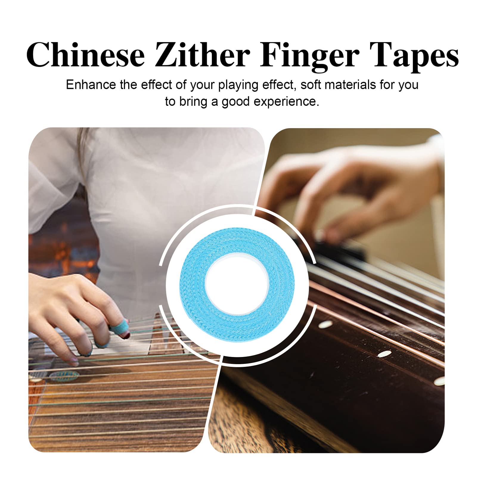 10 Rolls Cotton Athletic Tape for Guzheng, Guitar & Zither - Skin-Friendly Adhesive Finger Tape for String Instruments (Sky Blue) - Perfect for Musicians, Sports Injury Protection & First Aid