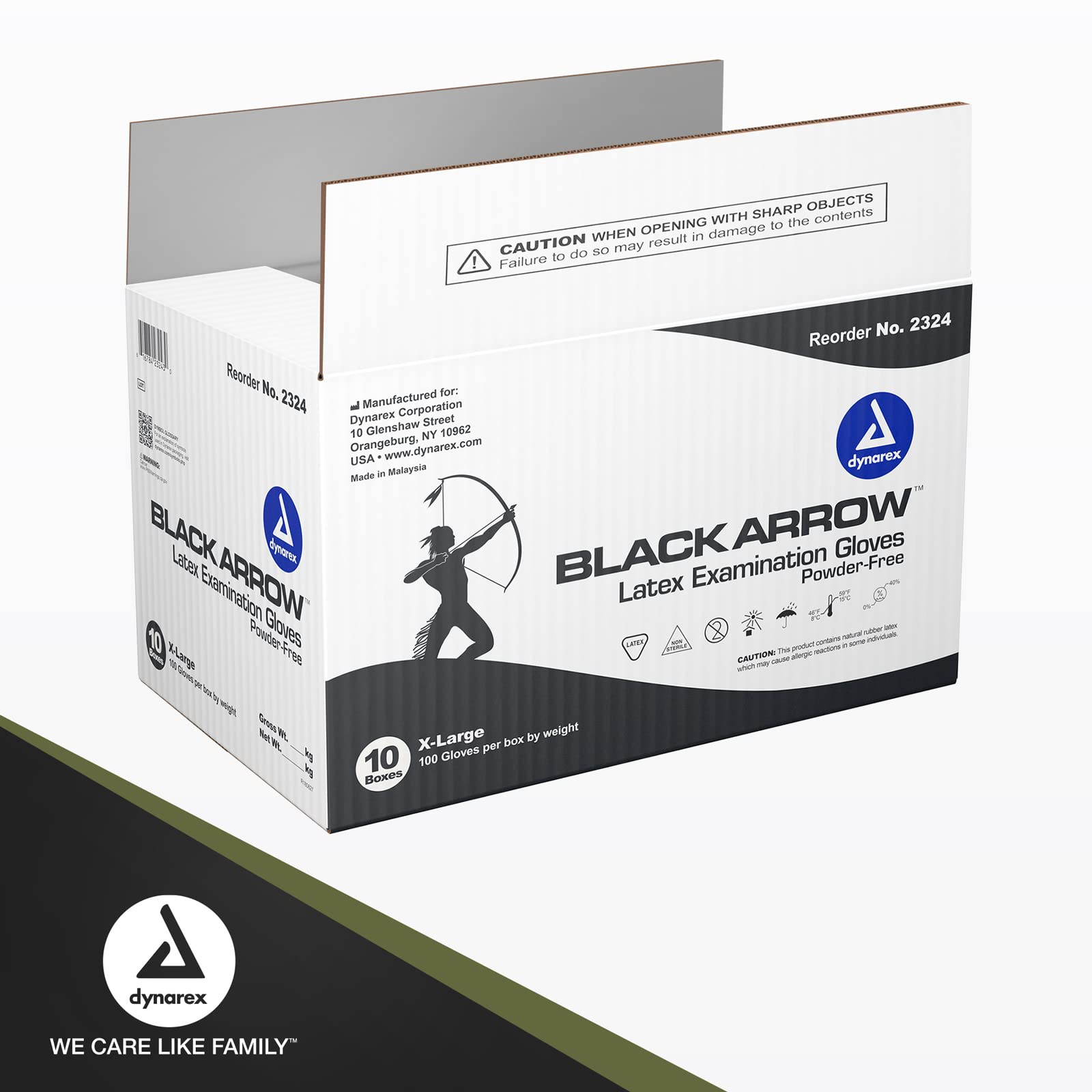 Dynarex Black Arrow Powder-Free Disposable Latex Exam Gloves - X-Large (1000 Count) for Healthcare, Tattoo, Salon & Spa Professionals - Ideal for Medical Exams, Tattooing & Beauty Services