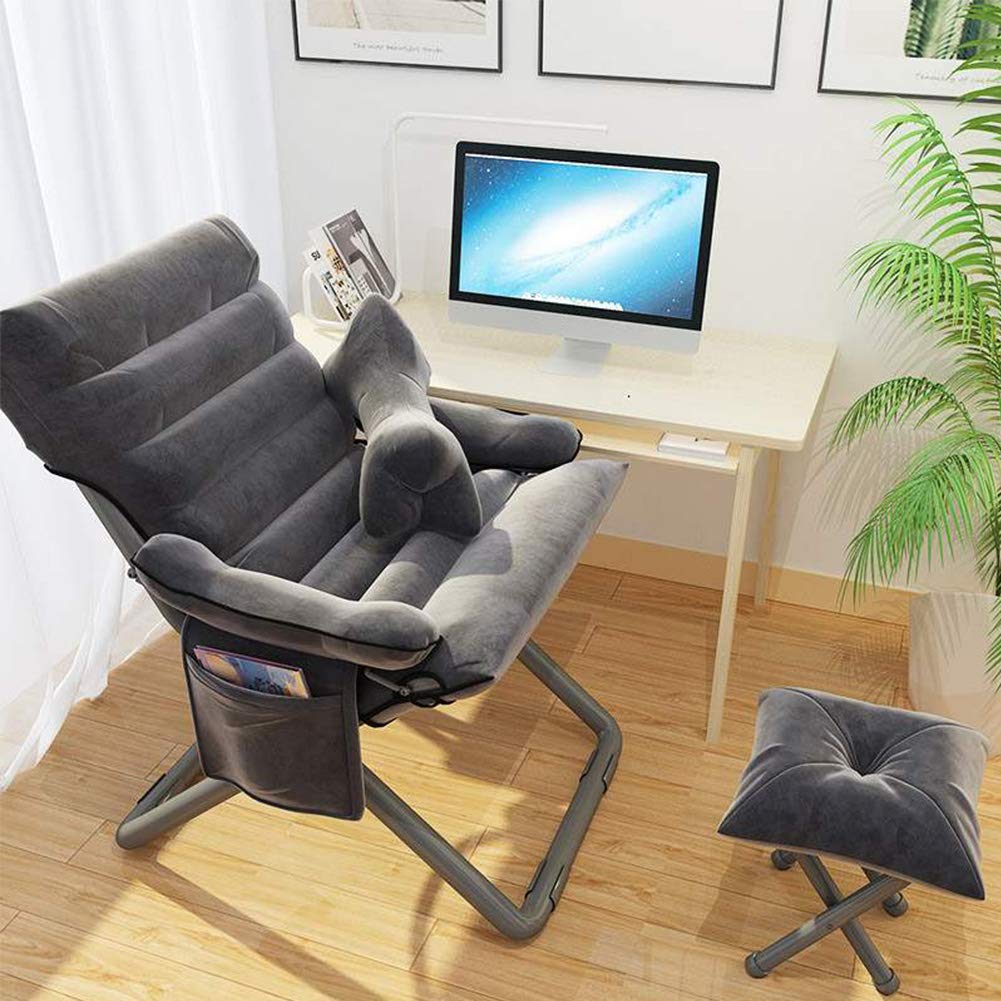 Modern Accent Chair with Ottoman - 3-Position Reclining Lounge Chair with Side Pocket, Armrests & Pillow - Grey Contemporary Club Chair for Bedroom, Living Room & Office - Perfect for Relaxing, Reading or Working from Home