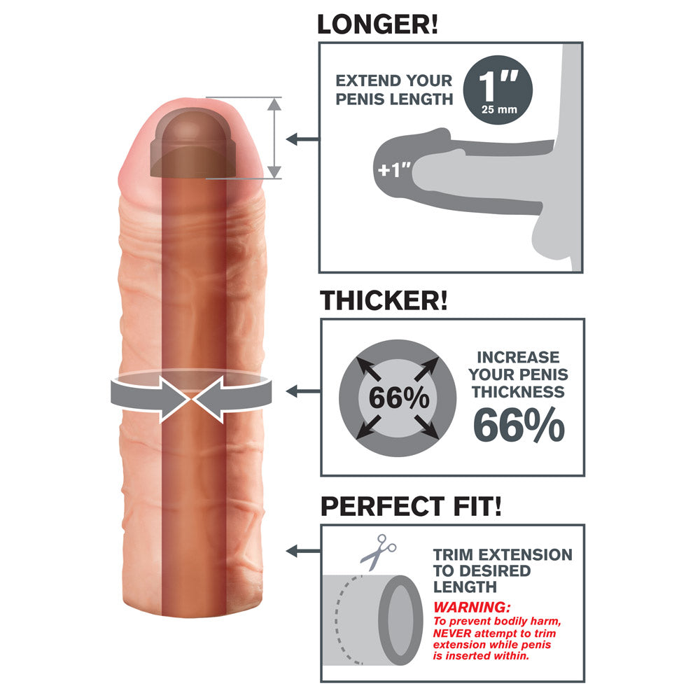 Fantasy X Tensions Mega 1 Girthy Penis Extension Sleeve - Enhance Intimacy & Pleasure for Couples - Perfect for Roleplay & Spicing Up Your Sex Life