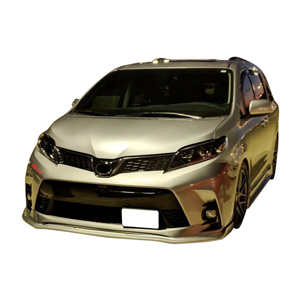 IKON MOTORSPORTS Front Bumper Lip for 2018-2020 Toyota Sienna | CK Style Polyurethane PU Unpainted Black Front Lip Spoiler | Enhances Aerodynamics & Style | Perfect for Car Enthusiasts & Custom Builds