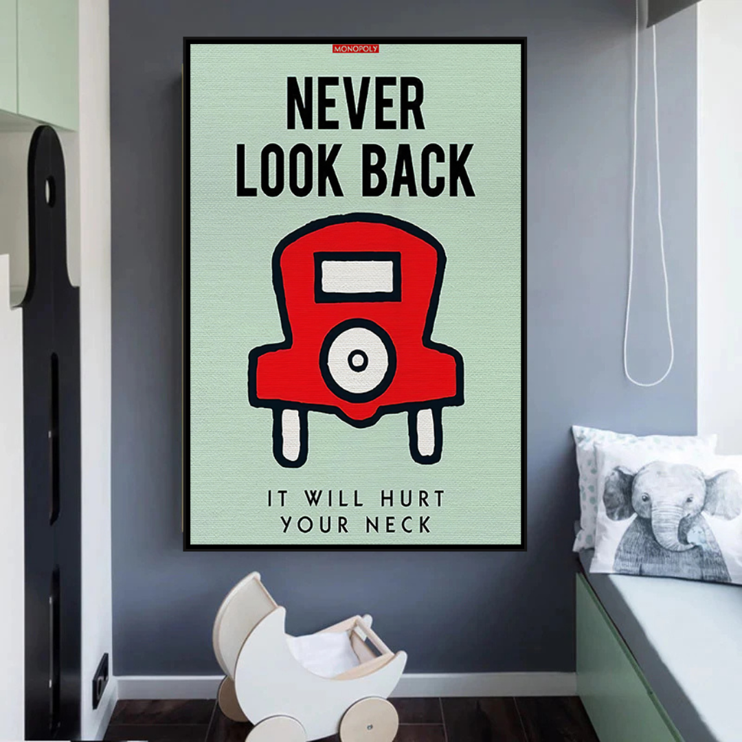 Alec Monopoly Never Look Back Playing Cards Canvas Wall Art - Pop Art Home Decor for Living Room, Bedroom & Office
