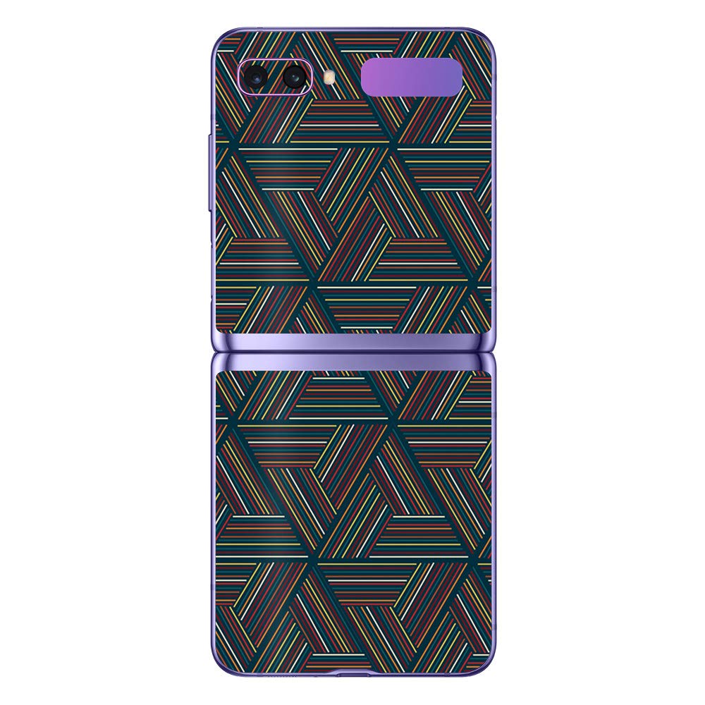 MightySkins Vinyl Skin Wrap for Samsung Galaxy Z Flip - Triangle Stripes Design | Protective Durable Decal Cover | Easy to Apply & Remove | Made in USA | Perfect for Daily Use, Travel & Personalization