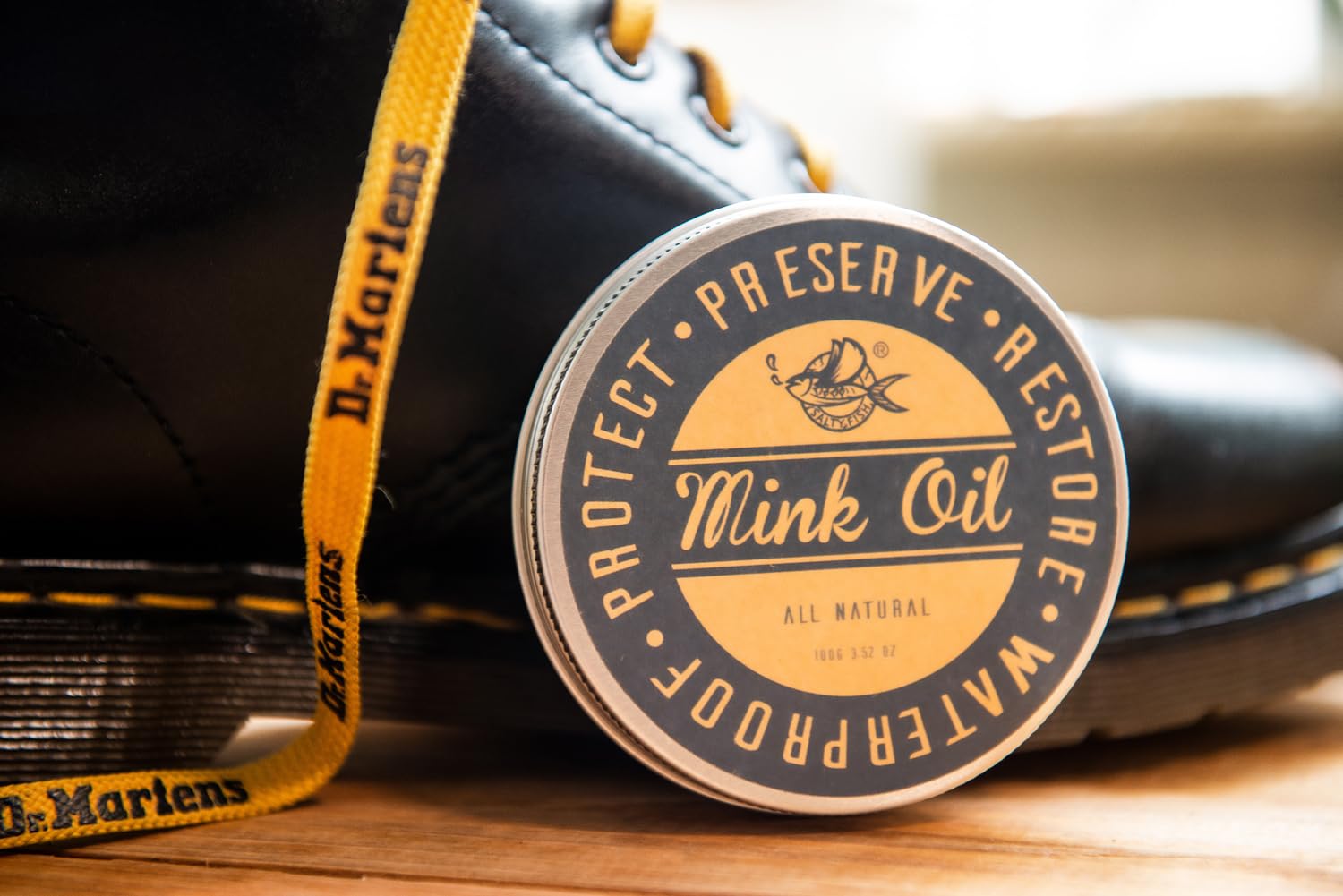 Premium Mink Oil for Leather Boots - Leather Conditioner, Cleaner & Waterproofing Treatment - Softens, Restores & Protects Boots, Shoes & Bags - Ideal for Hiking, Work & Winter Wear