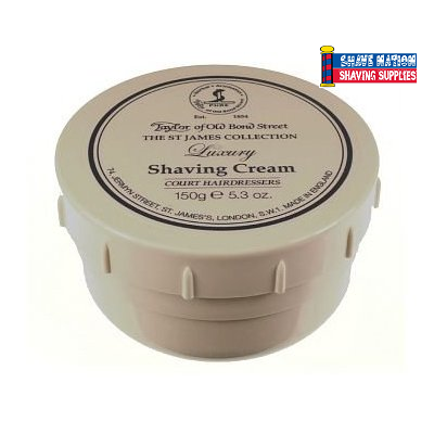 Taylor of Old Bond Street St James Luxury Shaving Cream Jar - Premium Men's Grooming Product for Smooth Shave - Perfect for Wet Shaving & Gift Sets