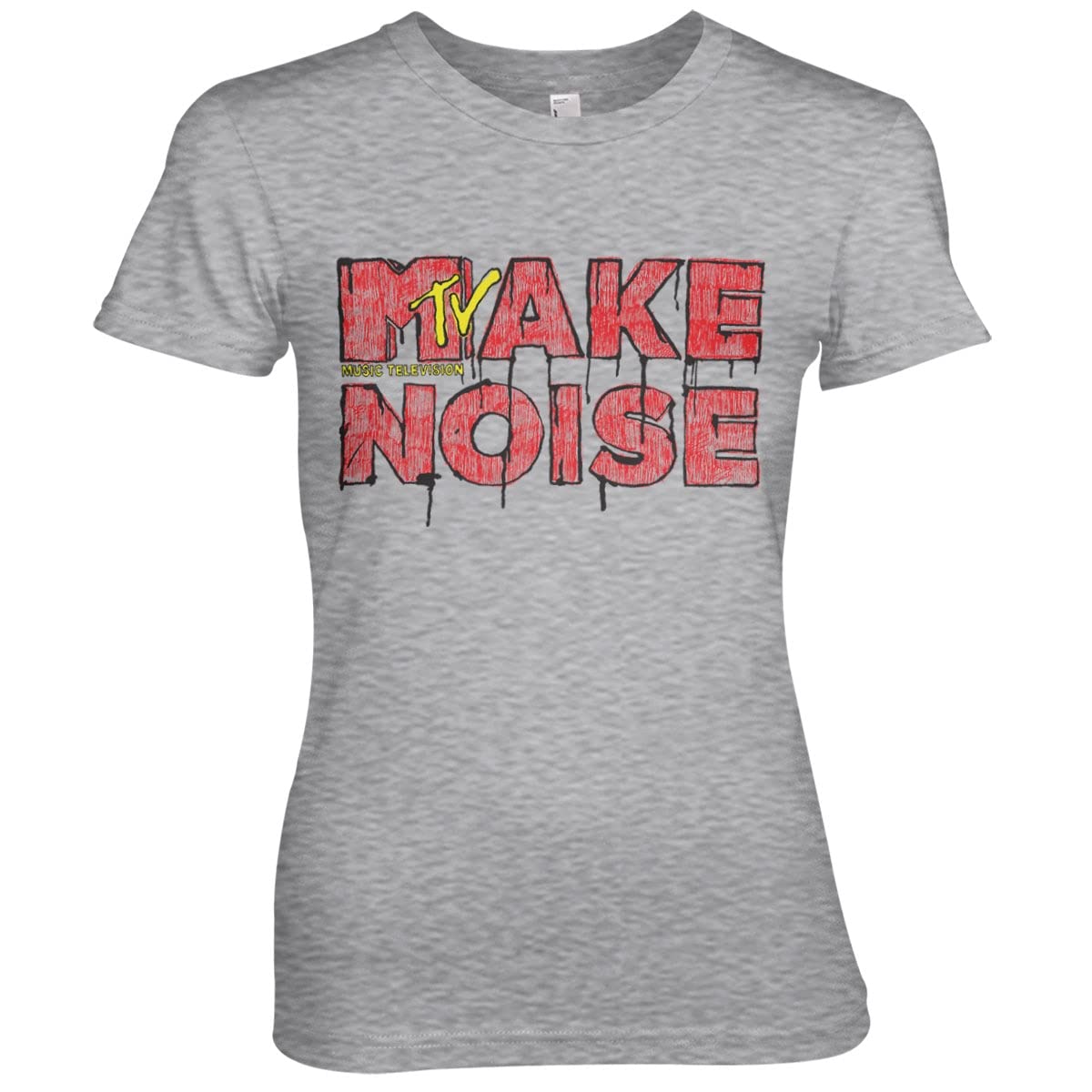 MTV Officially Licensed Make Noise Women's T-Shirt - Heather Grey Graphic Tee for Concerts, Music Festivals & Casual Wear