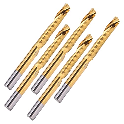 5Pcs High-Speed Steel Spiral Router Bits - Durable End Mill Cutters for Woodworking, Metal & Plastic Milling - Perfect for DIY Projects, Mechanical Repairs & CNC Machining