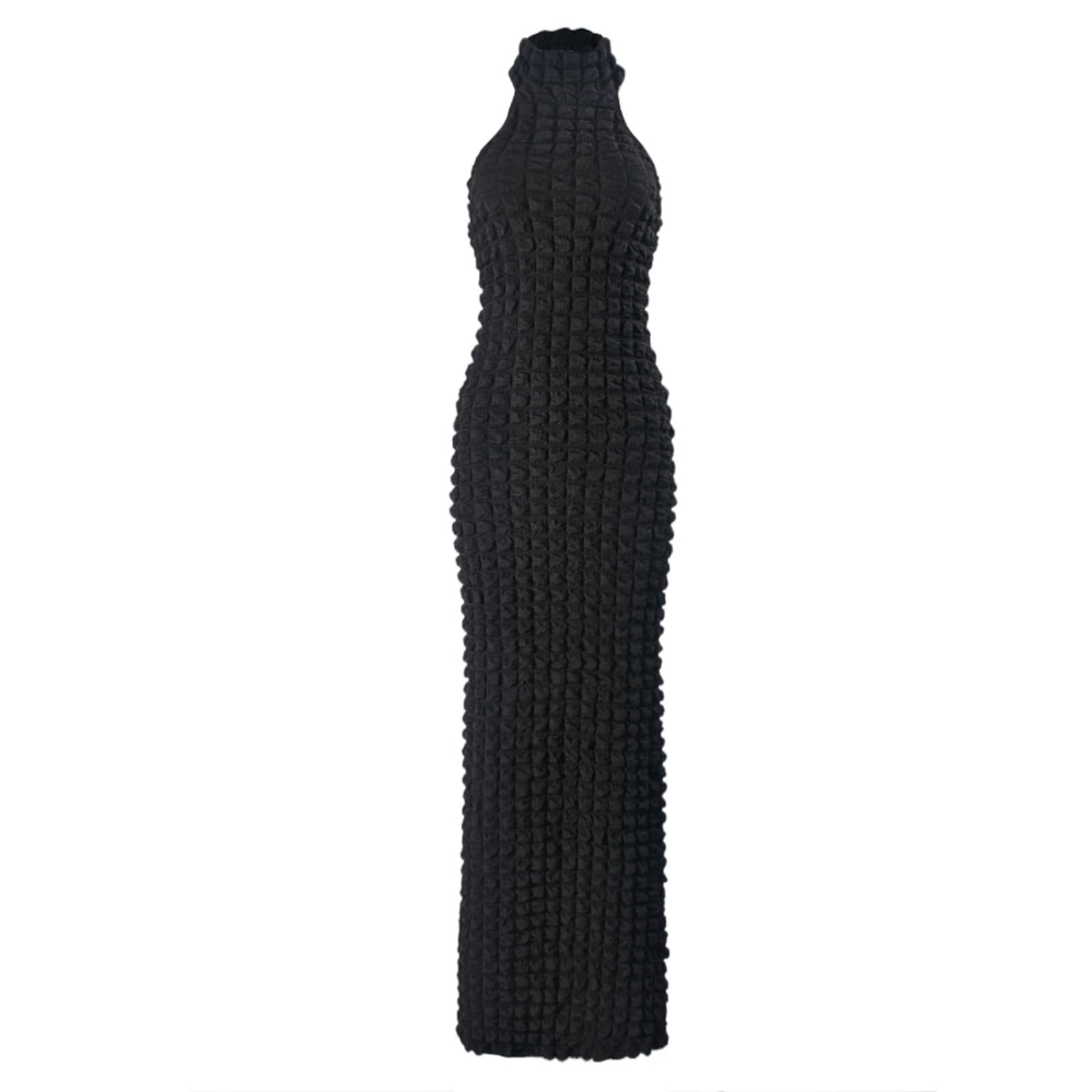 Women's Sexy Halter Sleeveless Sundress - Bubble Textured Backless Maxi Dress for Cocktail Party, Prom, Beach Vacation & Summer Outings