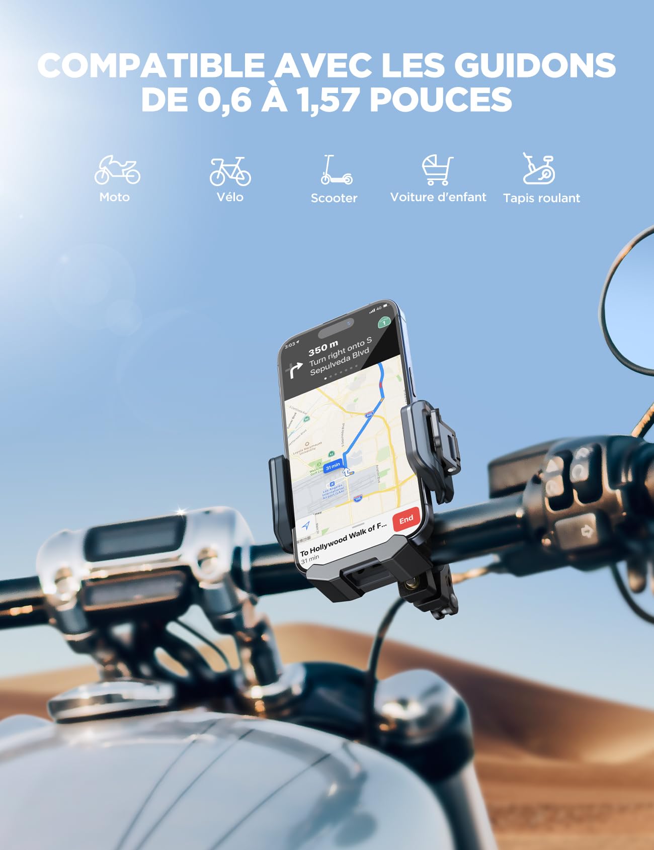 JOYROOM 2025 Bike Phone Holder - Universal Adjustable Bicycle Phone Mount for iPhone 16/15/14/13/12 Pro Max Plus, Samsung S24/S23, Smartphones 4.7