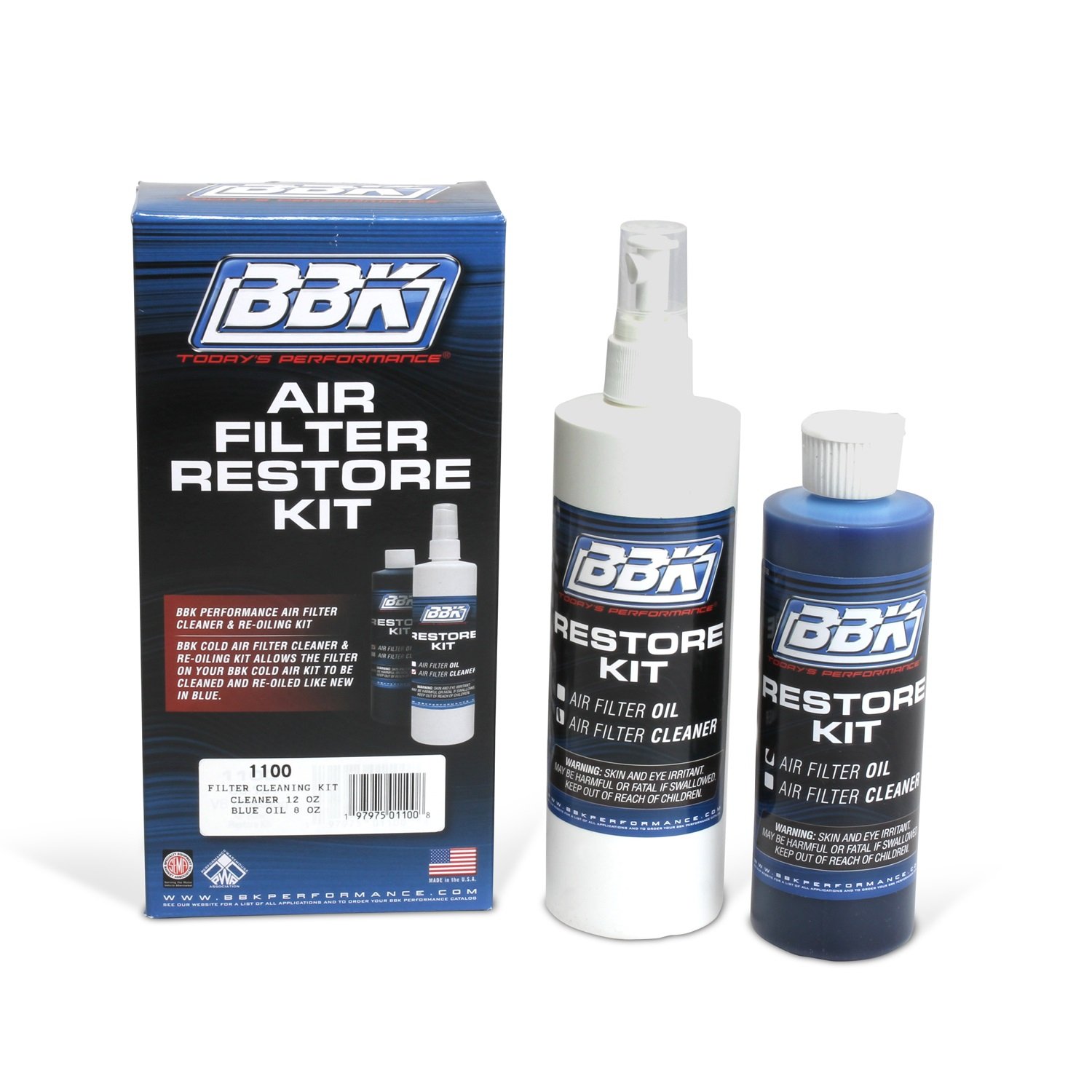 BBK 1100 Cold Air Intake Filter Cleaning, Maintenance & Re-Oiling Kit with Blue Oil - High Performance Air Filter Care for Cars, Trucks & SUVs - Restores Airflow & Engine Efficiency